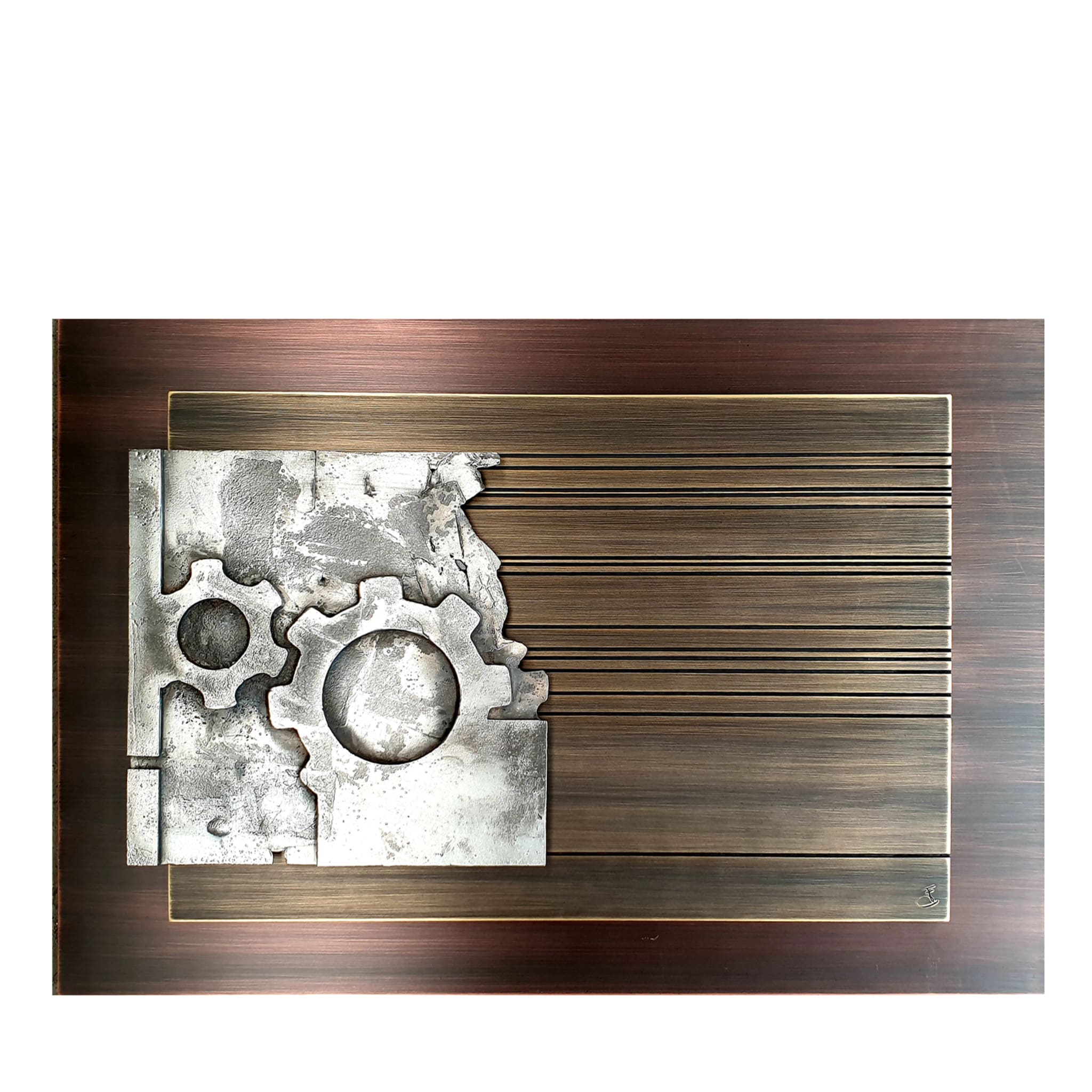 Scultura metallica da parete Meccanismo di Davide Foletti - Vista principale