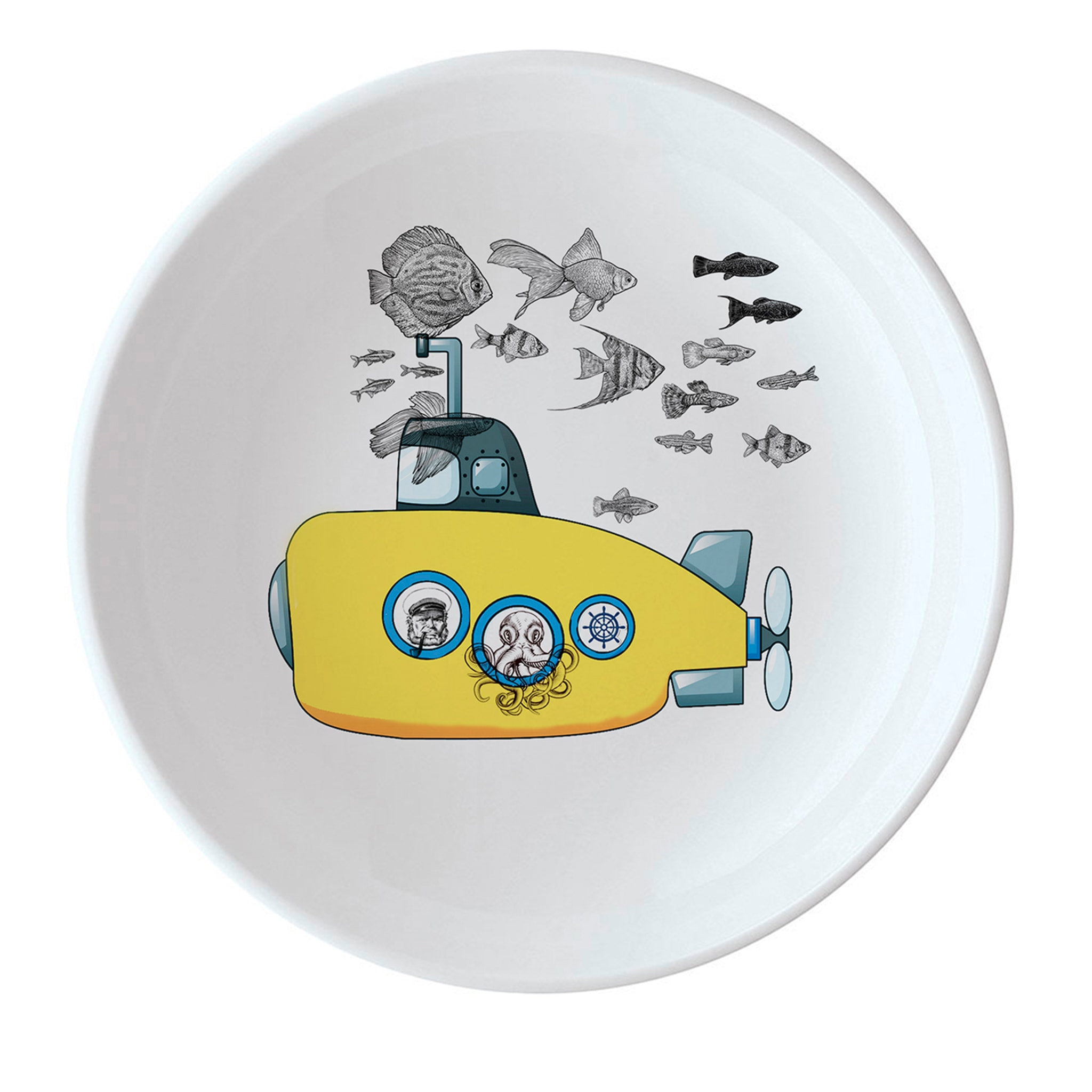 Set de 6 assiettes moyennes "Yellow Submarine" (sous-marin jaune) - Vue principale