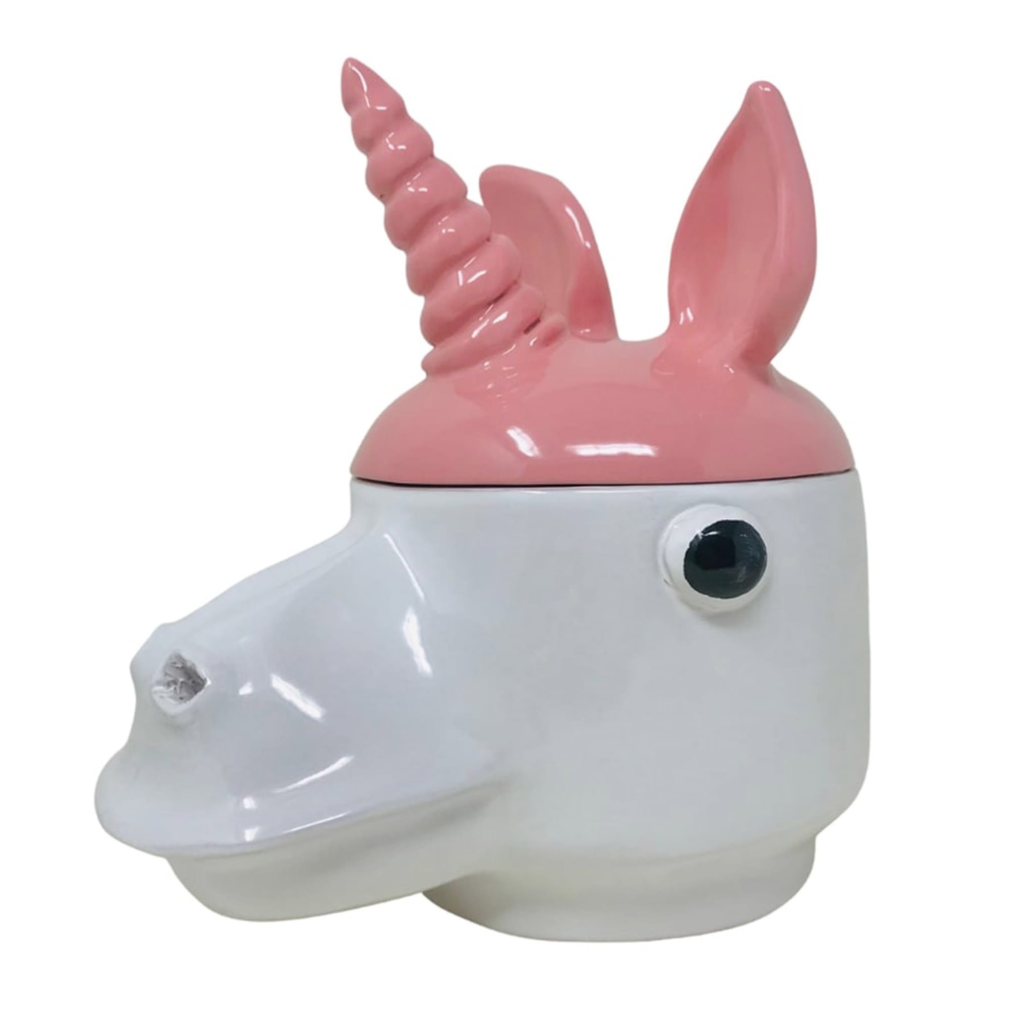Small Pink and White Unicorn Container with Lid - Main view