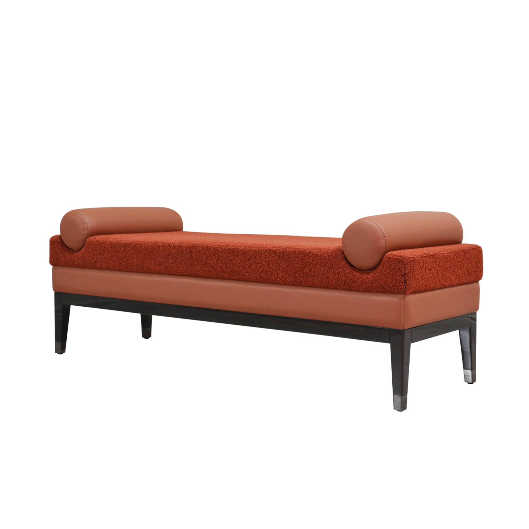 Italian Contemporary Upholstered Bench In Terracotta Fabric  - Alternative view 1
