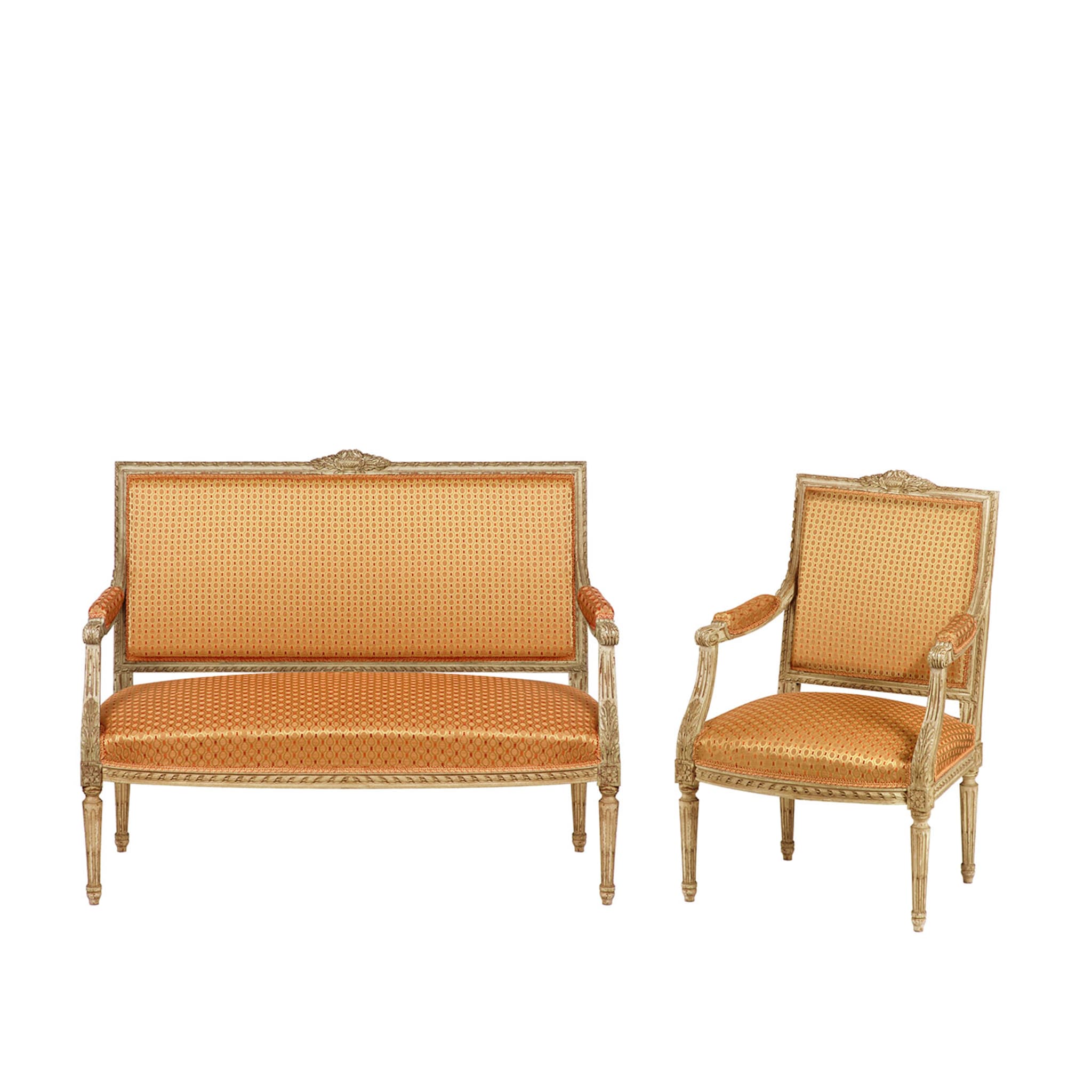 Louis XVI-Style Patina Ivory Lounge Chair Cugini Lanzani
