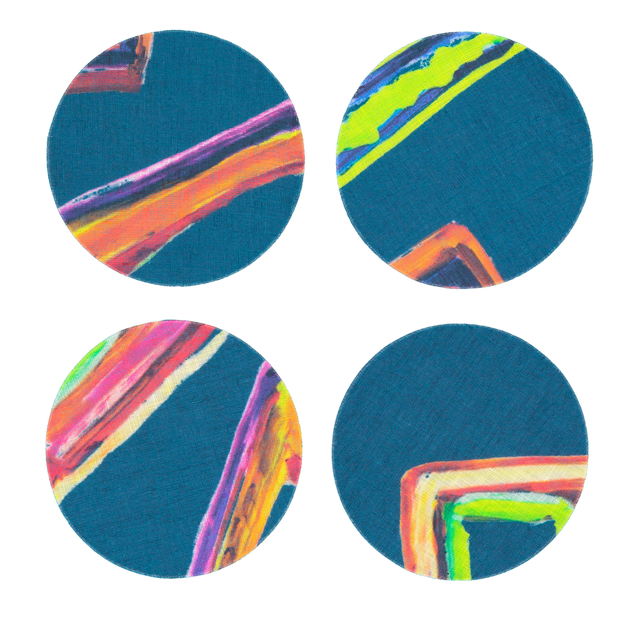 Set of 8 Space Shapes Coated Coasters in Blue - Main view