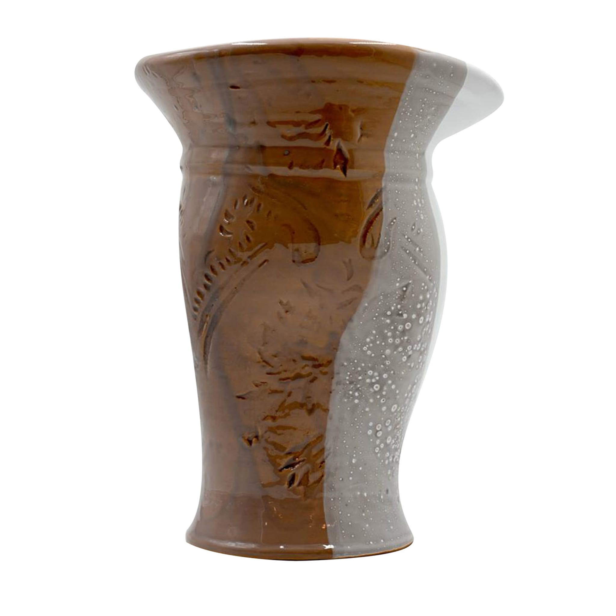 Brown & White Irregular Etched Vase - Main view