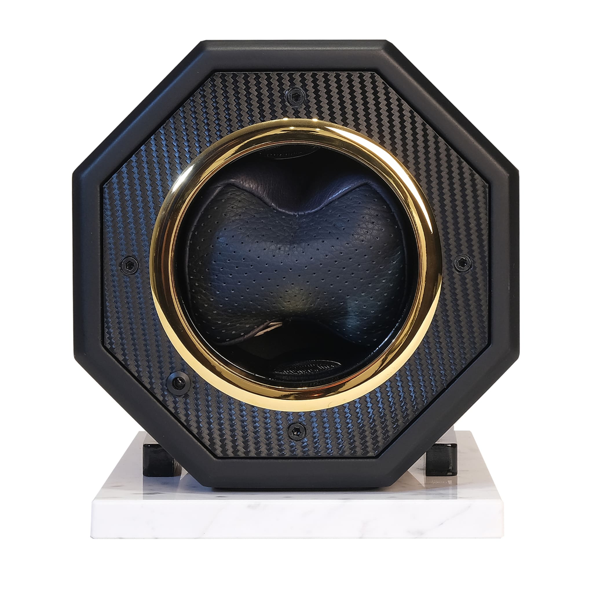 MT Octagon Watch Winder Blue Leather & Black Carbon - Main view