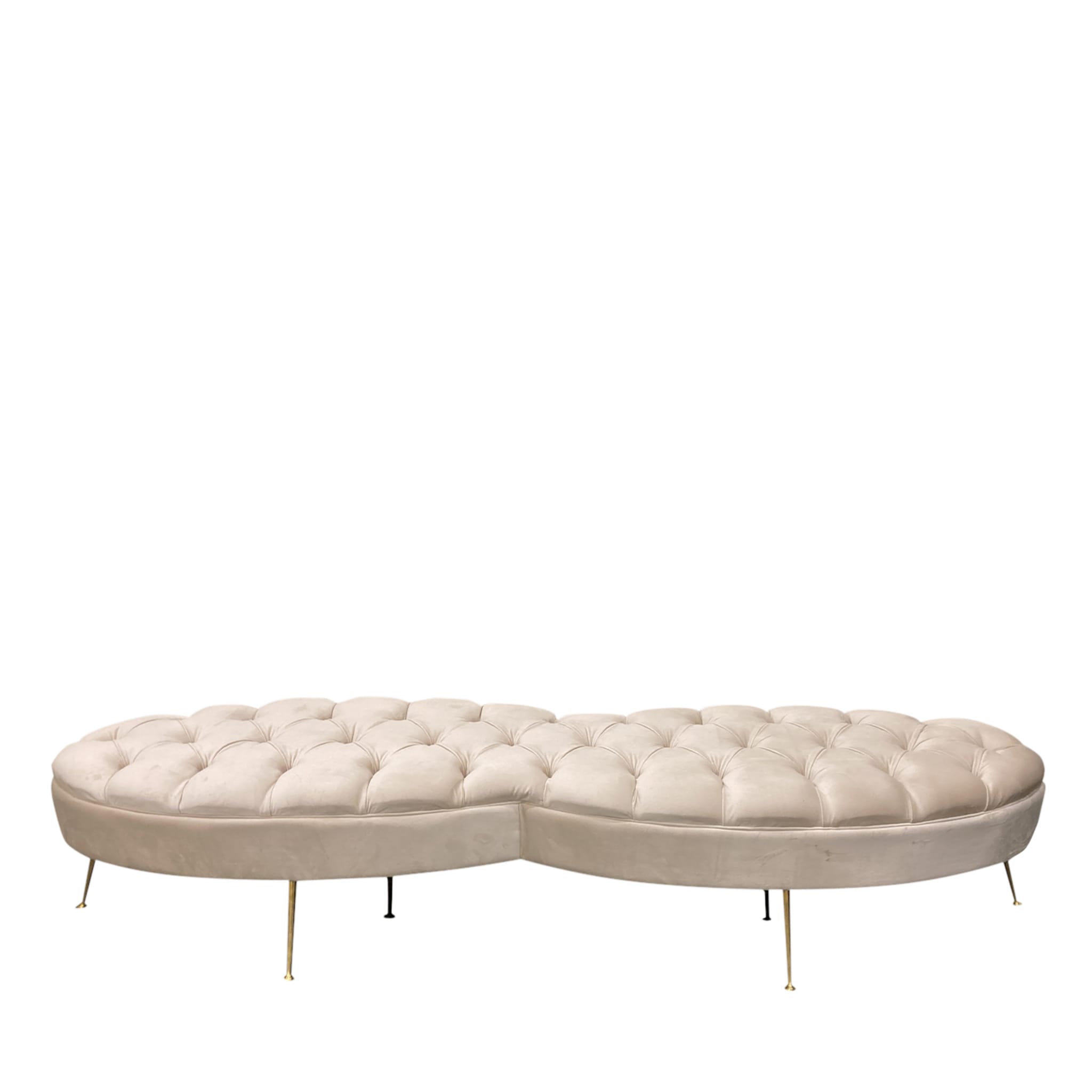 Beige Tufted Bench - Main view