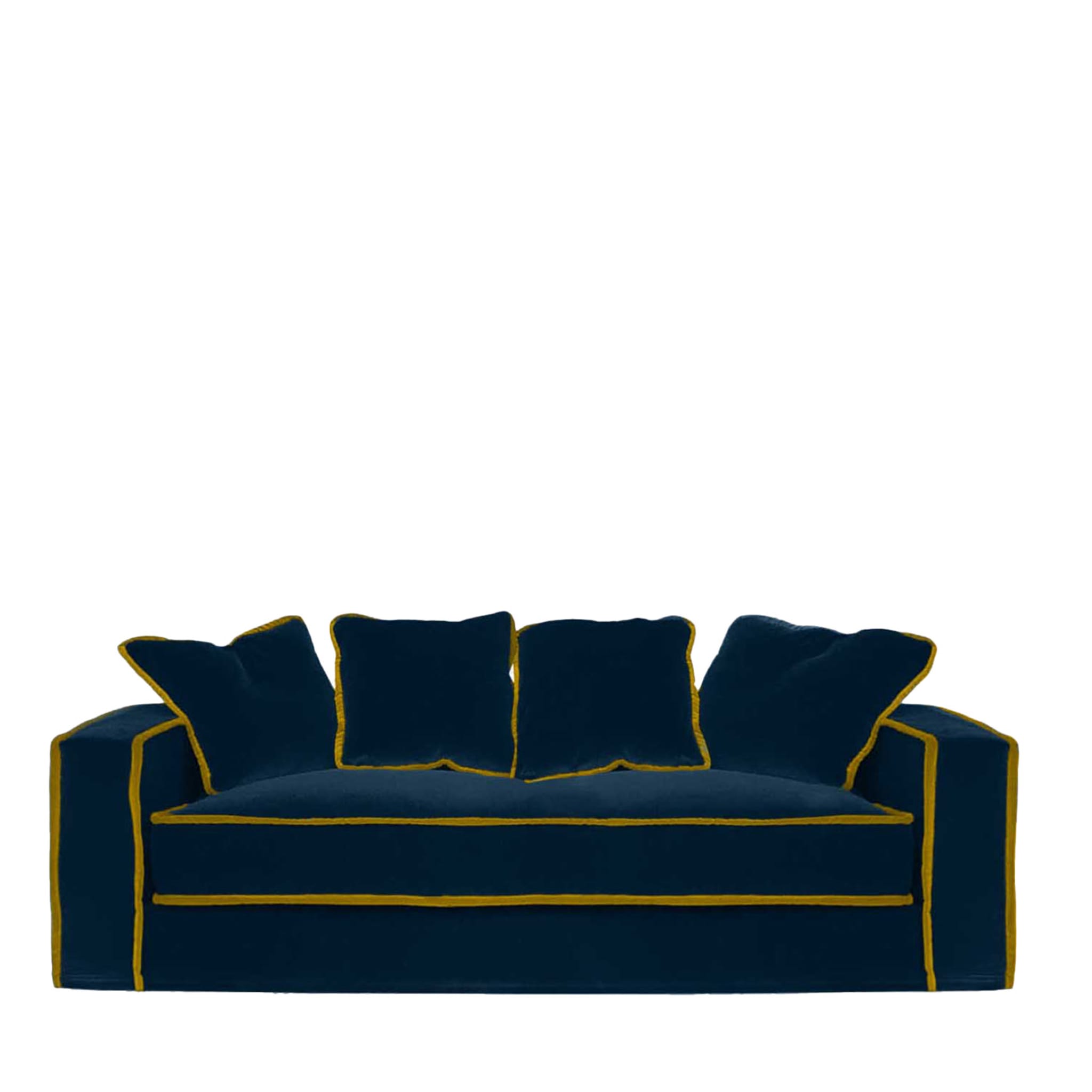 Navy blue velvet discount 2 seater sofa