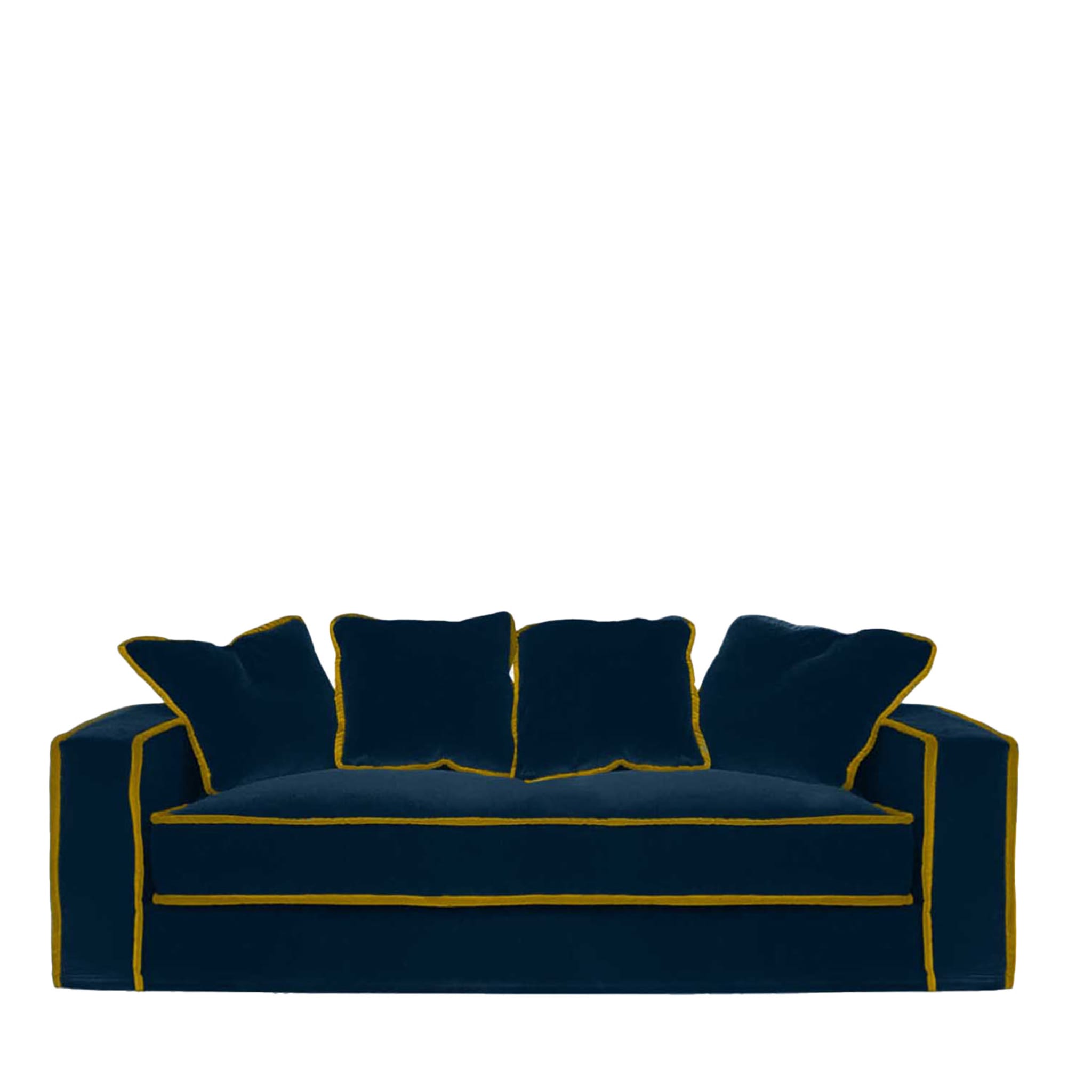 Rafaella Midnight Blue & Gold Velvet 2 Seater Sofa - Main view