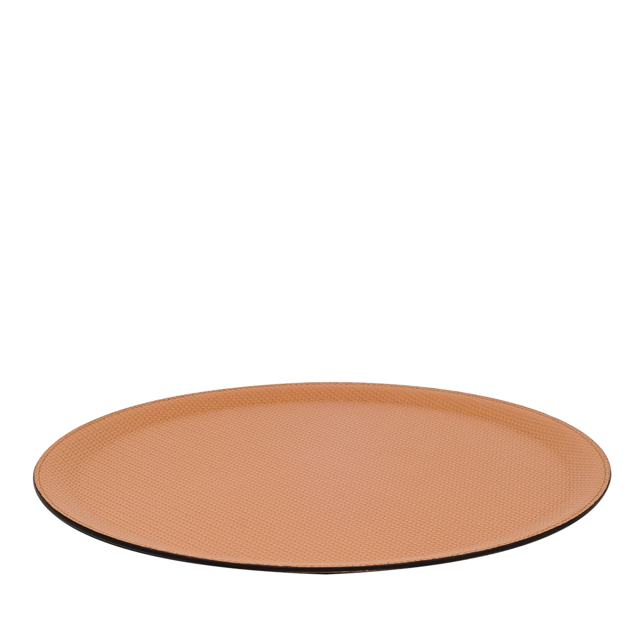 Circular Brown Leather Tray - Main view