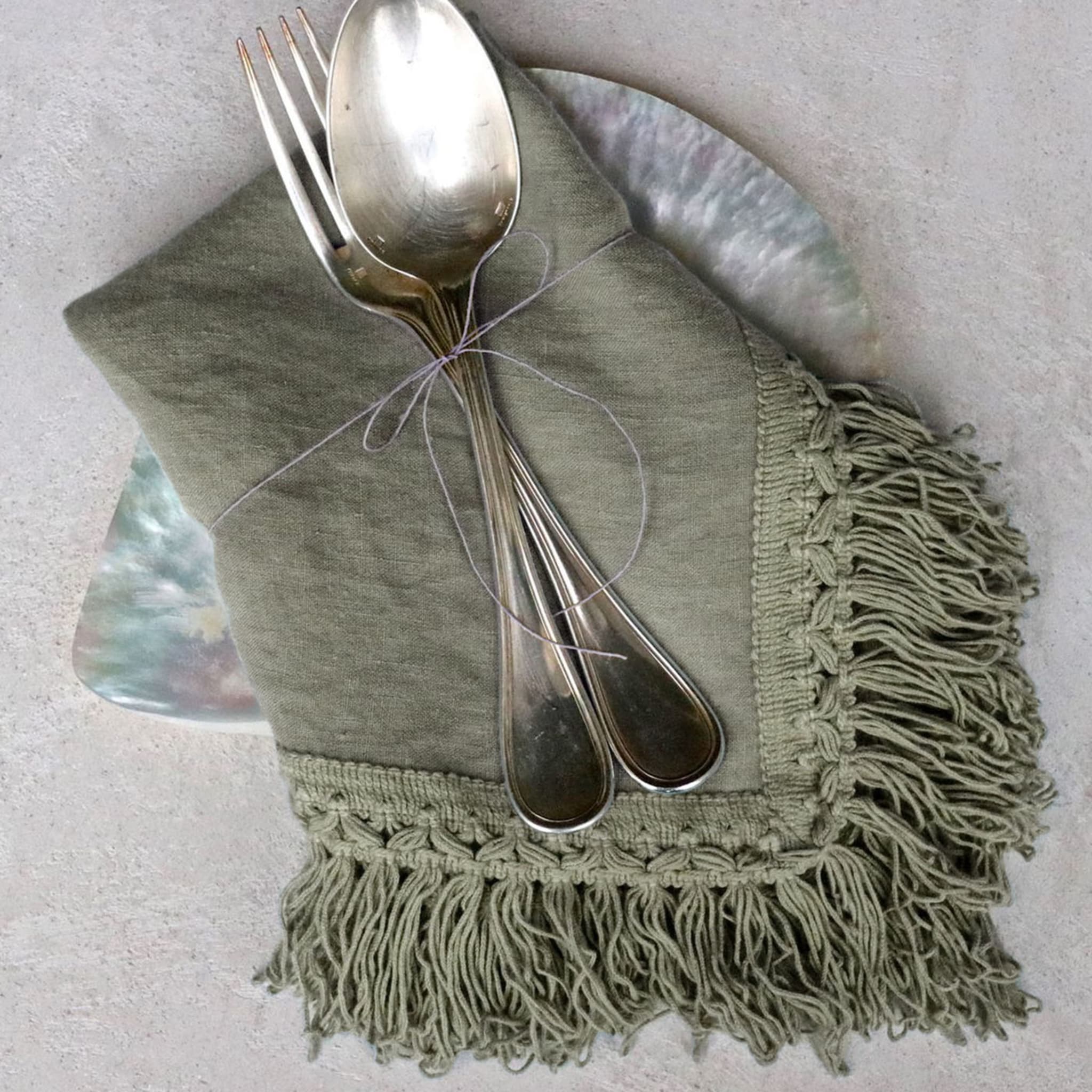 Set of 4 Mint Napkins with Long Fringes - Alternative view 2