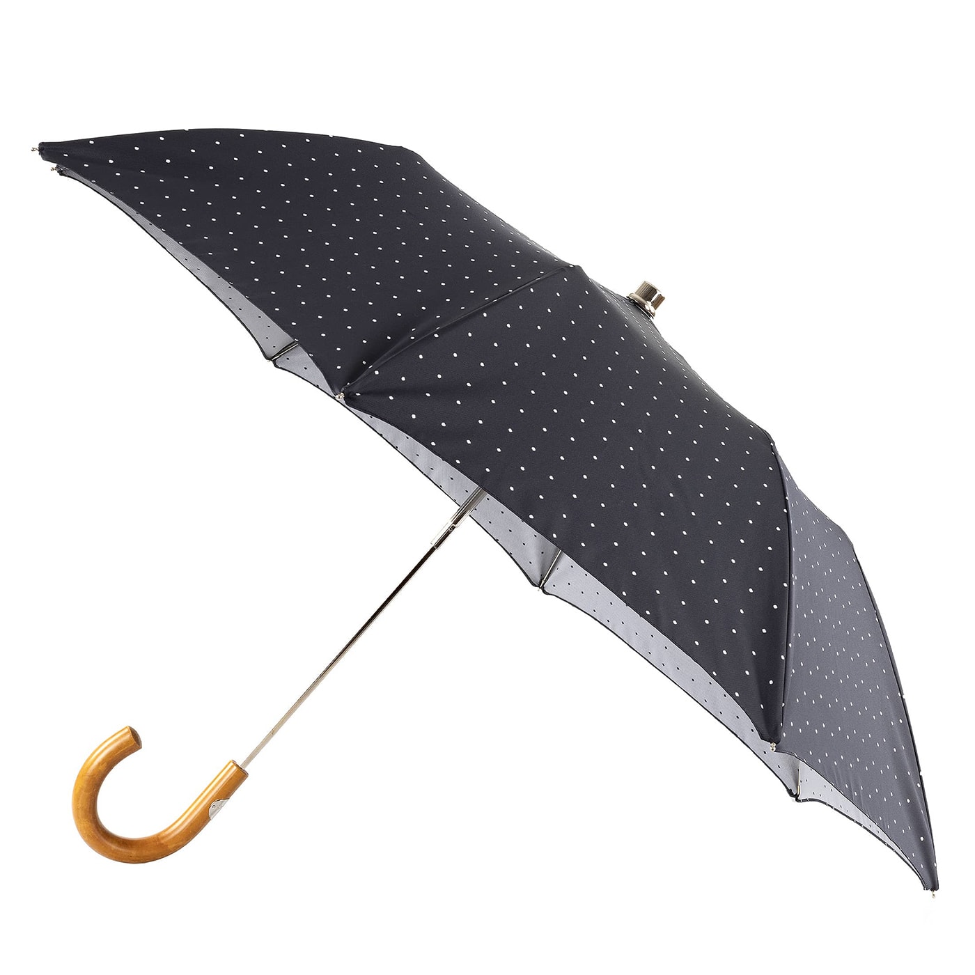 Black Pois Foldable Umbrella - Francesco Maglia Milano