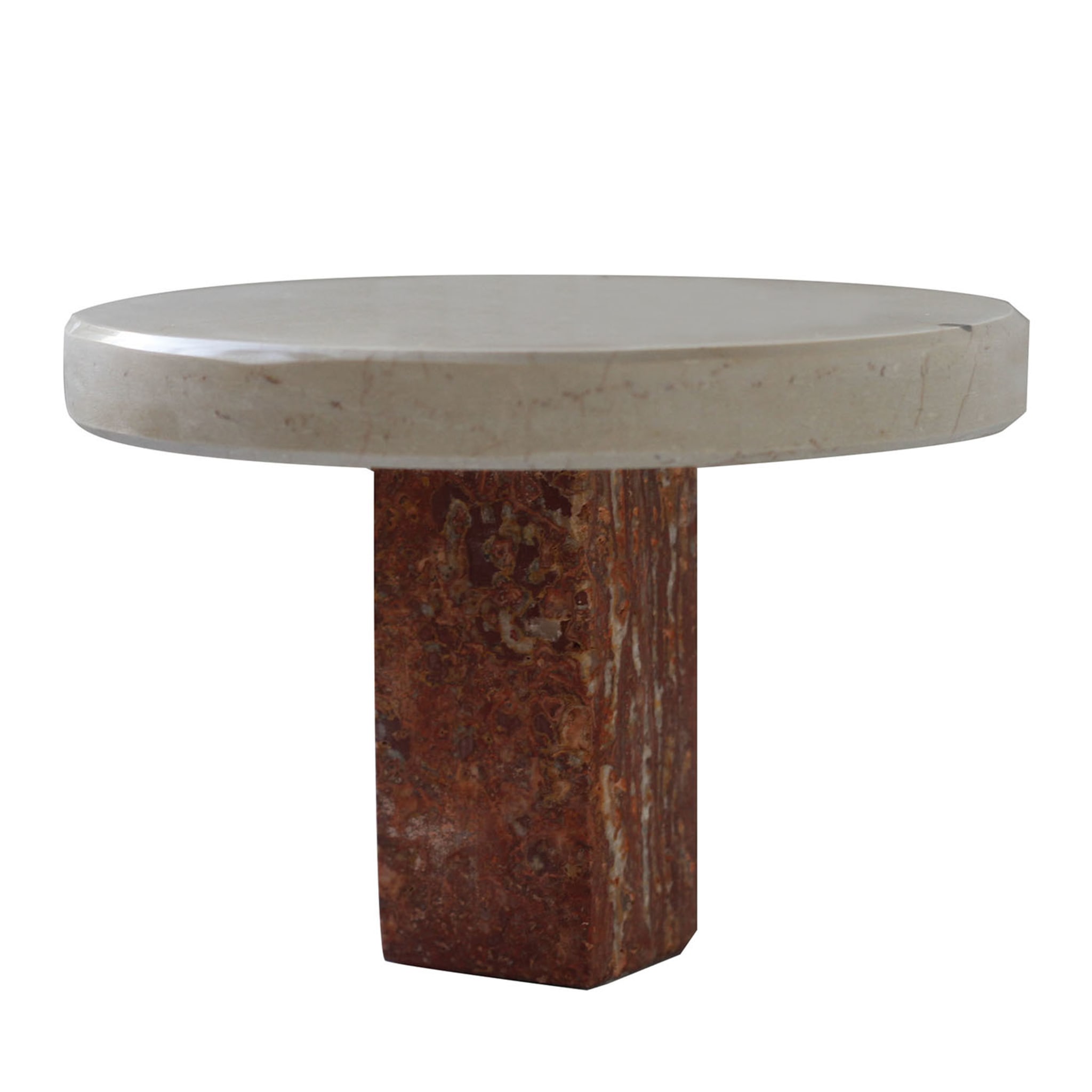 Cake Stand in Apulia Stone and Red Travertine Marble - Main view