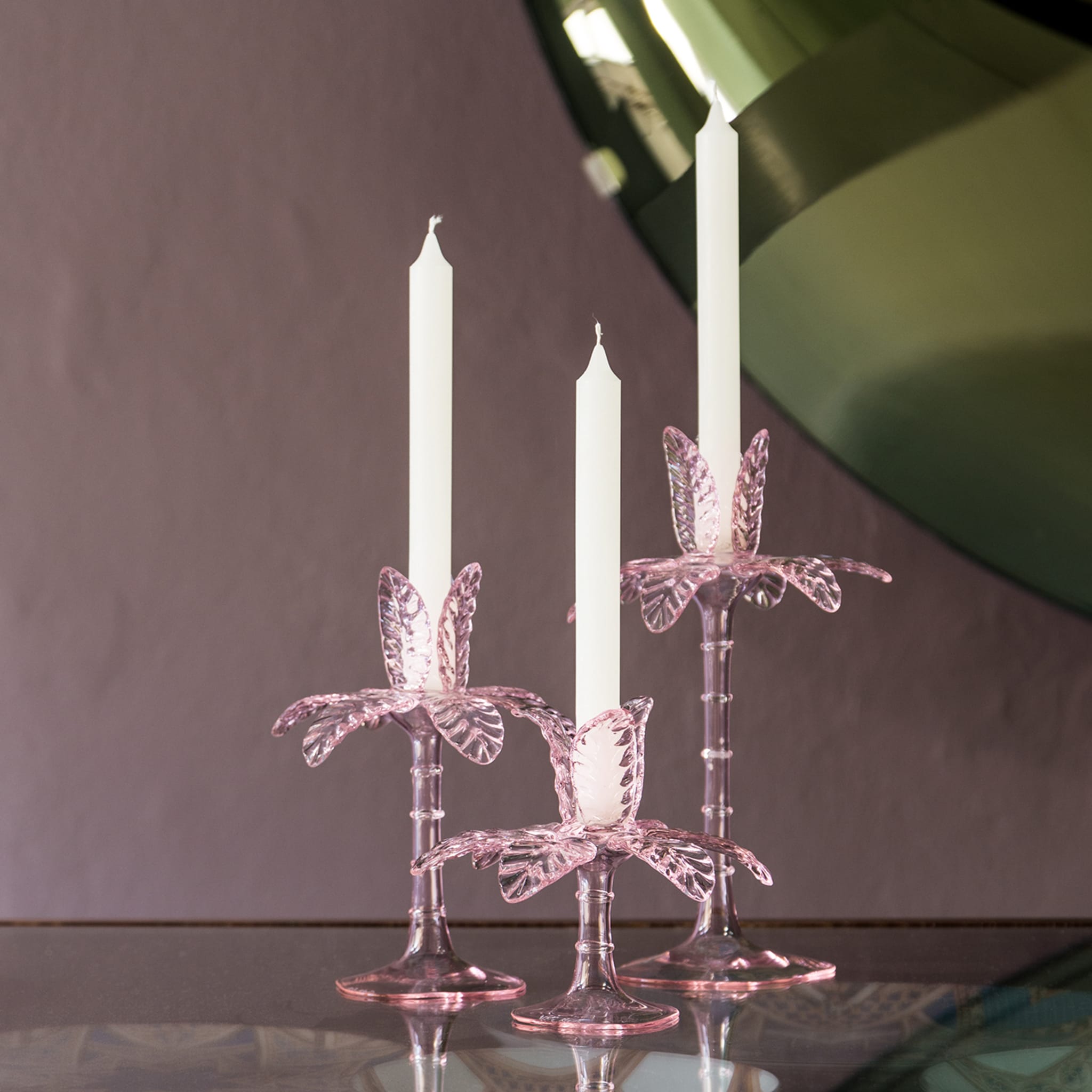 Set Of 3 Las Palmas Pink Candle Holders - Alternative view 4