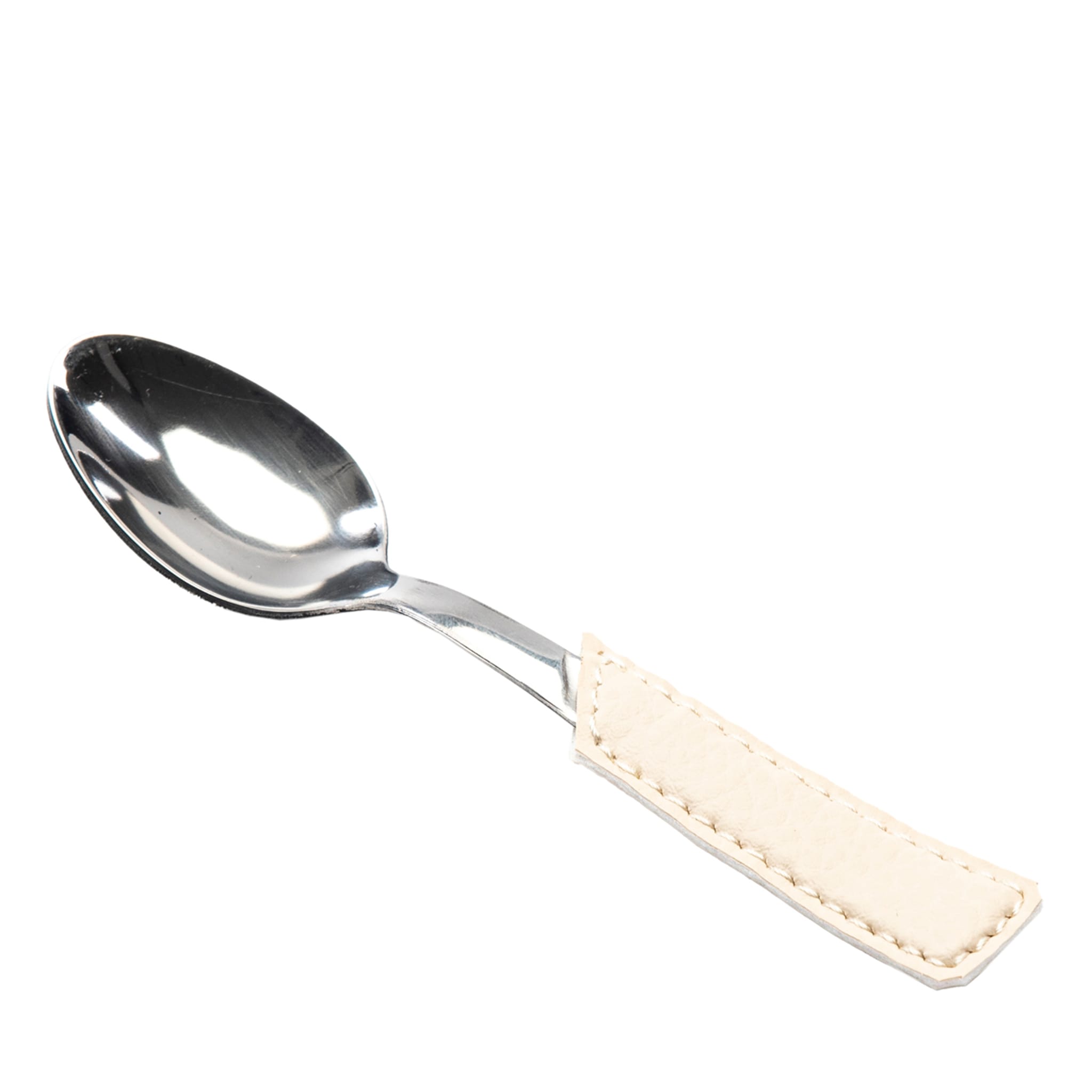 Set of 6 Teaspoons with Cream Eco-Leather Handle - Main view
