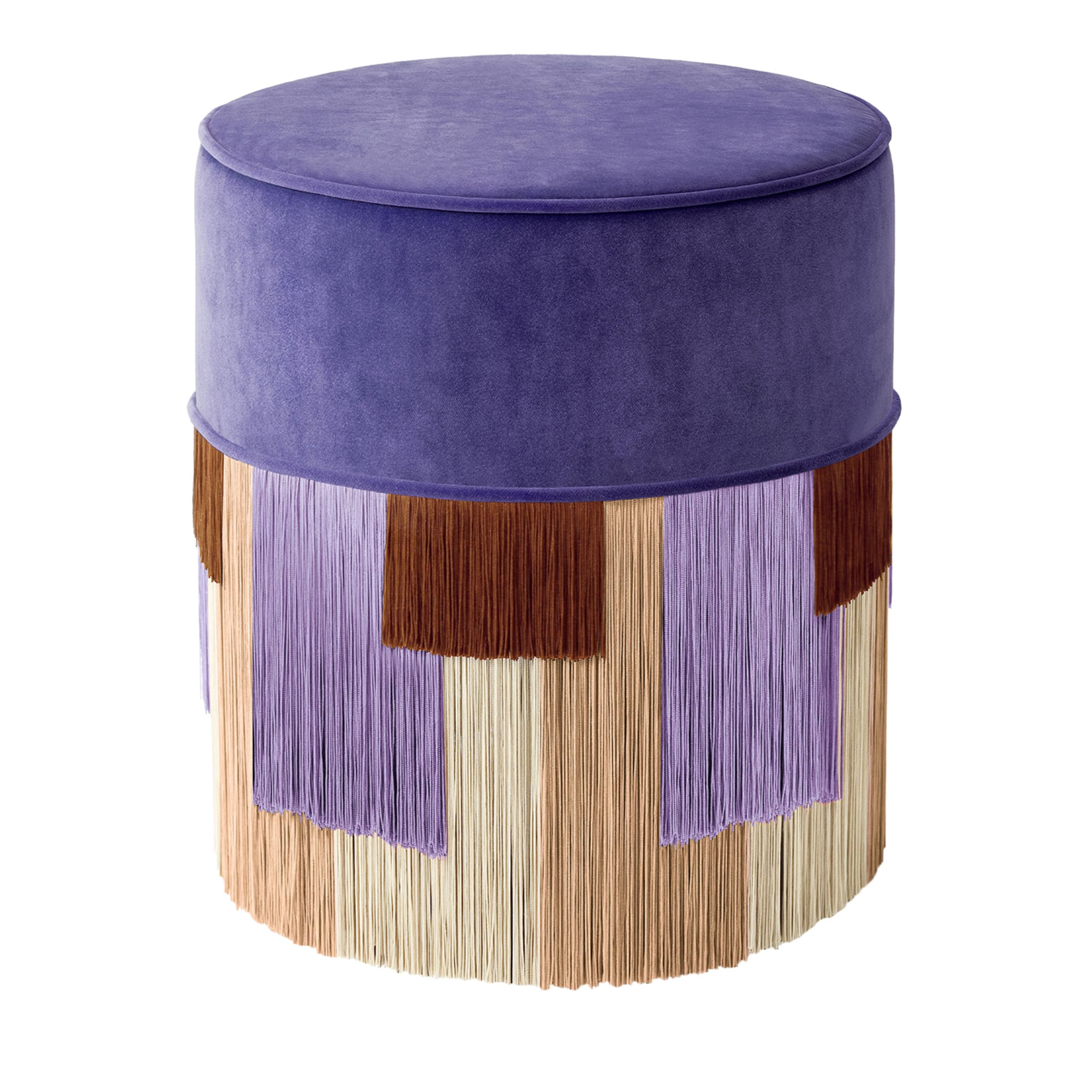Lilac Couture Geometric Stripe Round Pouf - Main view