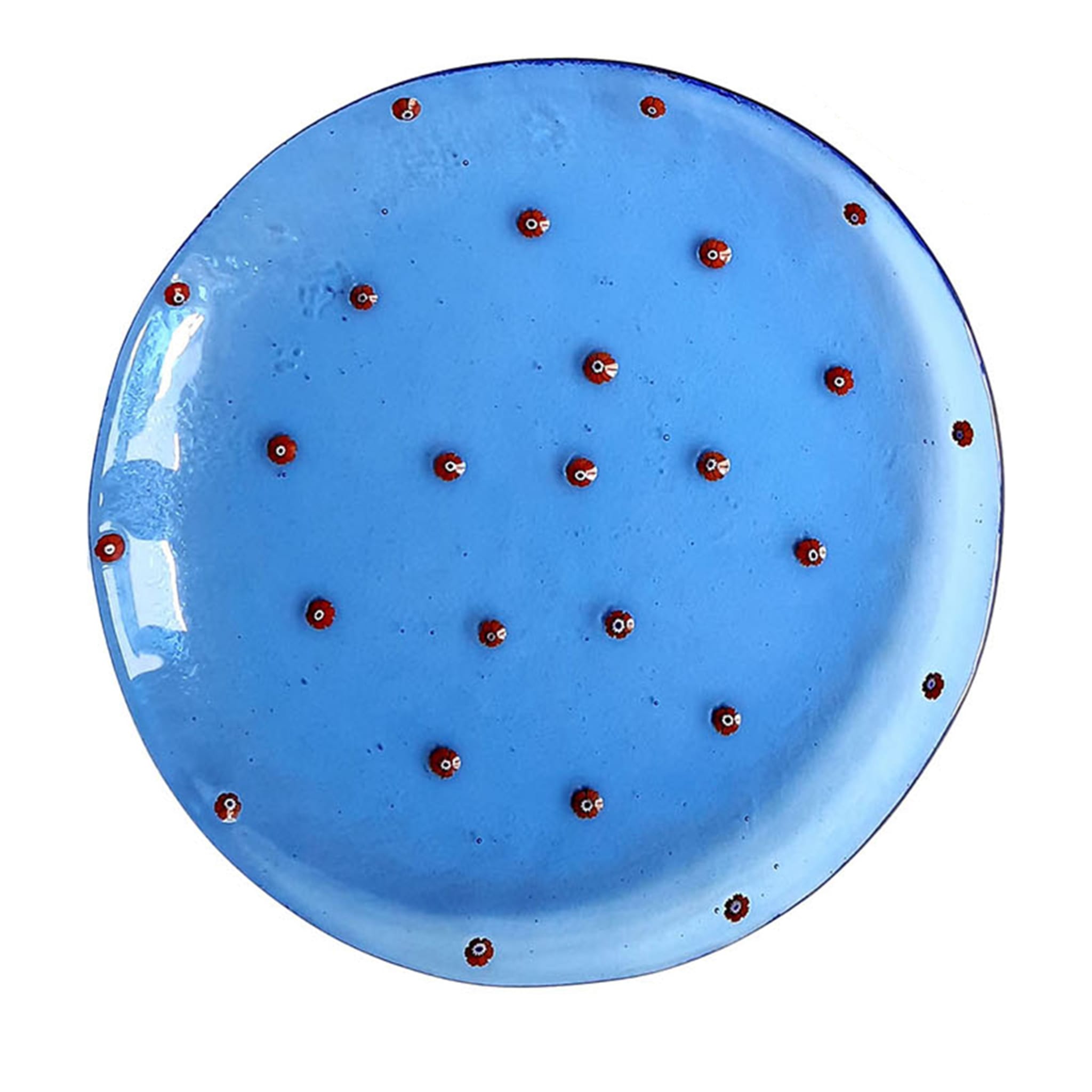 Mare Set Of 4 Blue Floral Glass Dessert Plates with murrina inlays - Main view