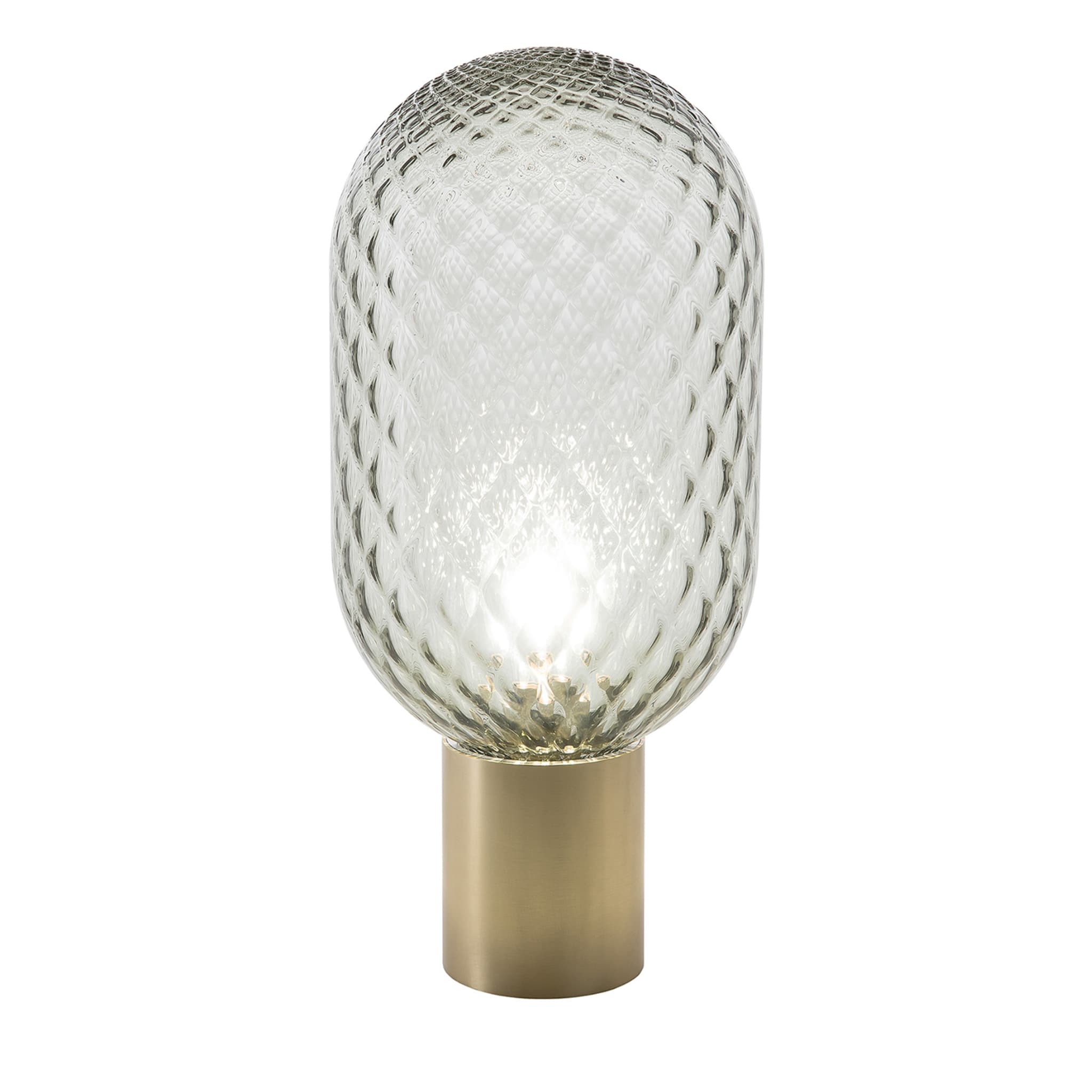 Bloom Tall Natural Brass & Grey Transparent Glass Table Lamp - Main view