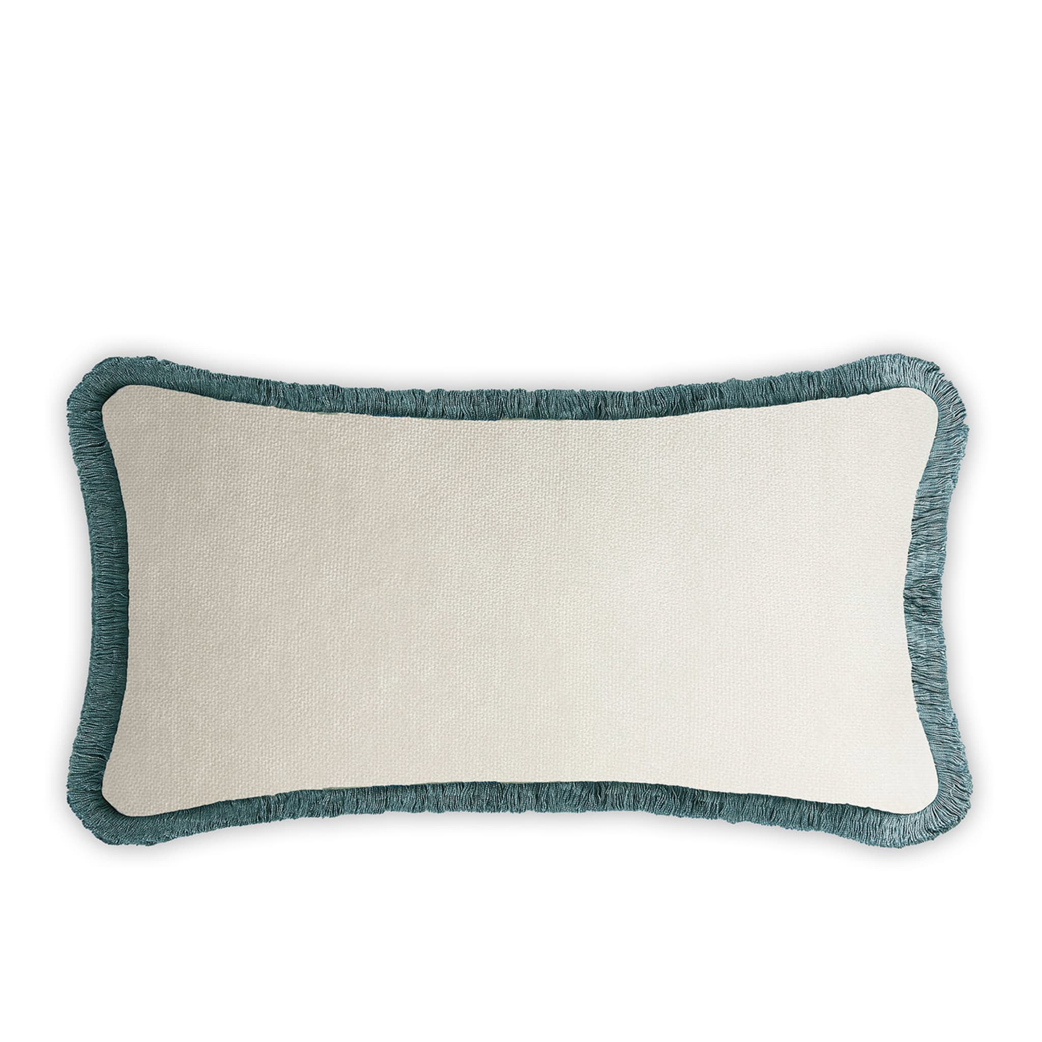 Couple Rectangle Teal And White Velvet Happy Cushion - Alternative view 1