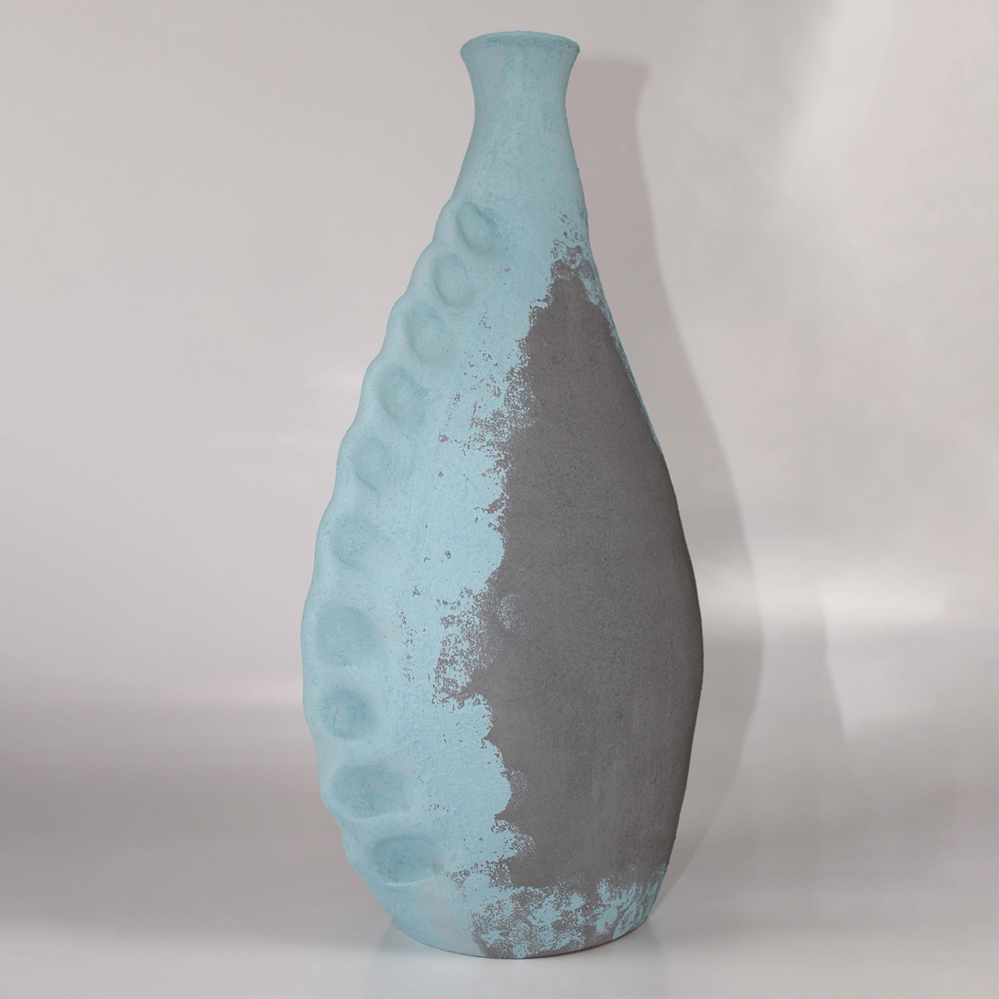 Almond-Shaped Azure & Gray Vase 20 by Mascia Meccani - Alternative view 1