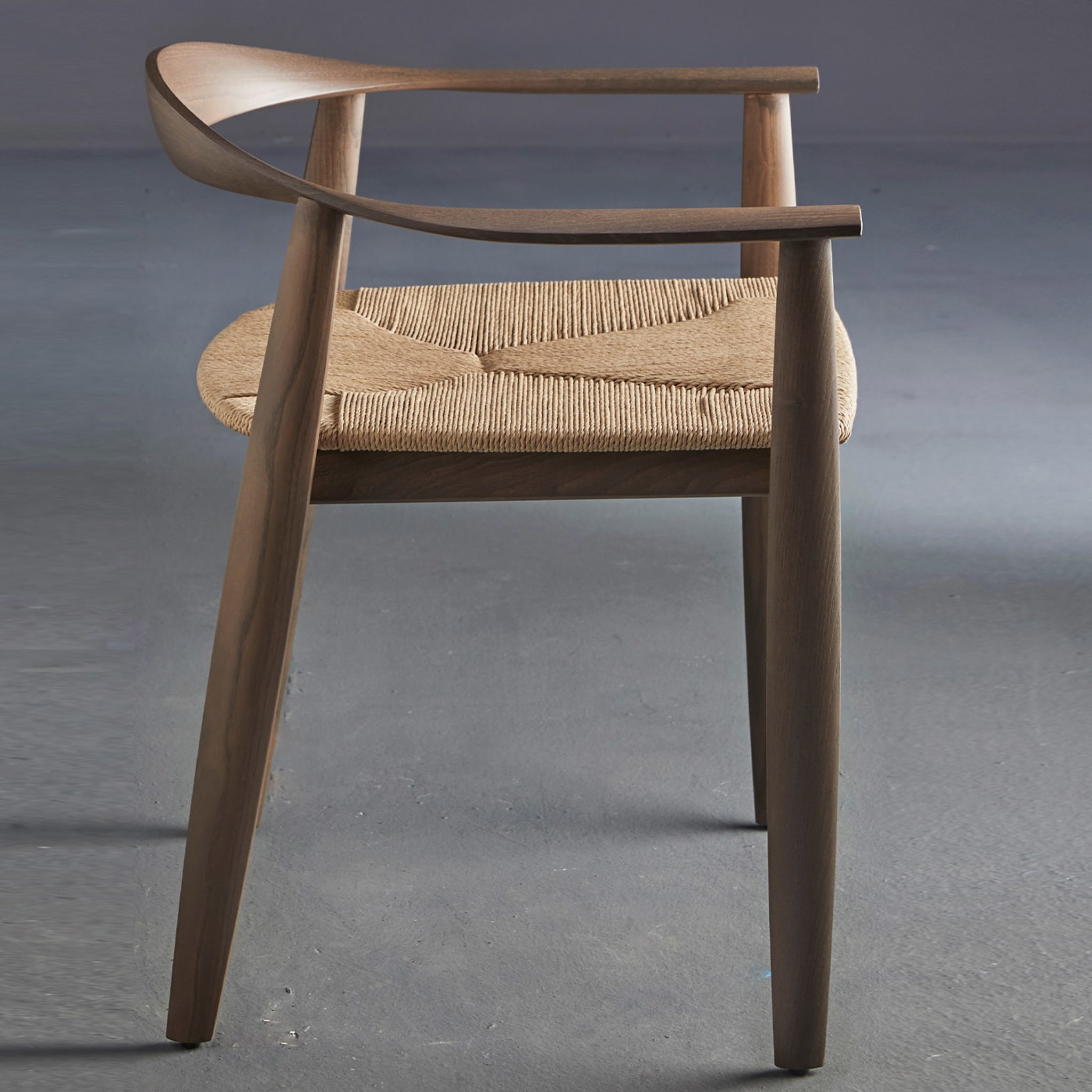 Odyssée Brown Armchair with Straw Seat by P. Borgonovo - Alternative view 3