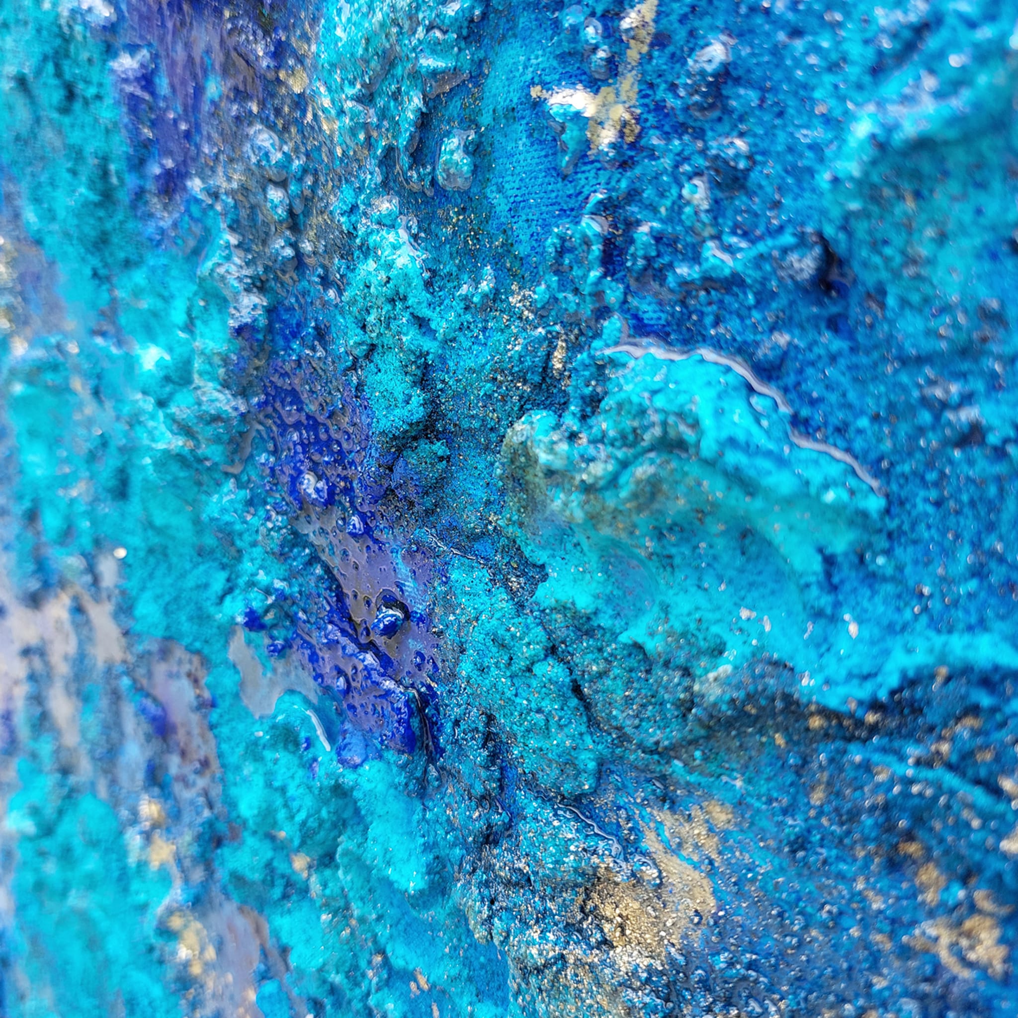 Pittura a tecnica mista della barriera corallina blu intenso - Vista alternativa 3