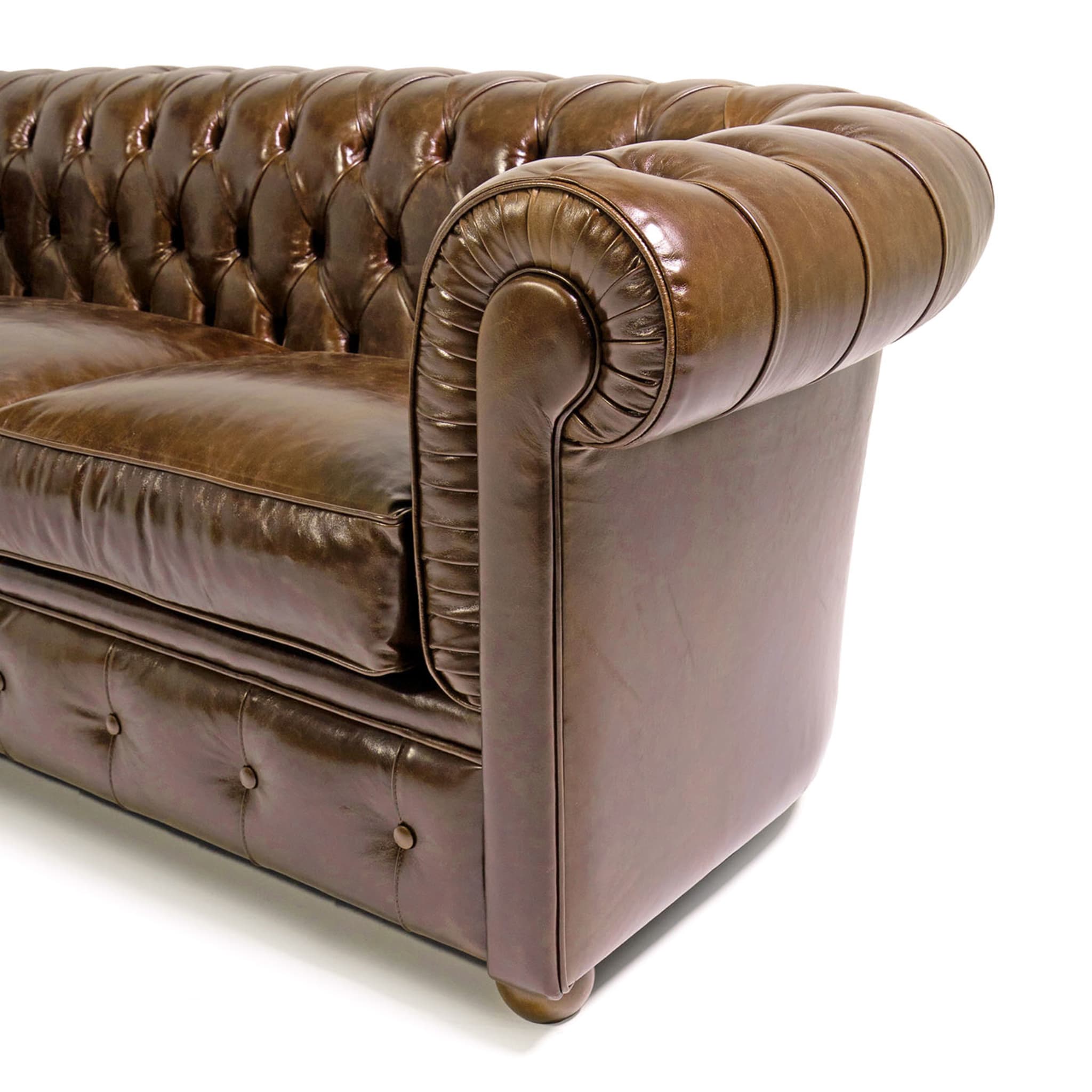 Chesterfield Braunes Leder 3-Sitzer Sofa Tribeca Kollektion - Alternative Ansicht 1