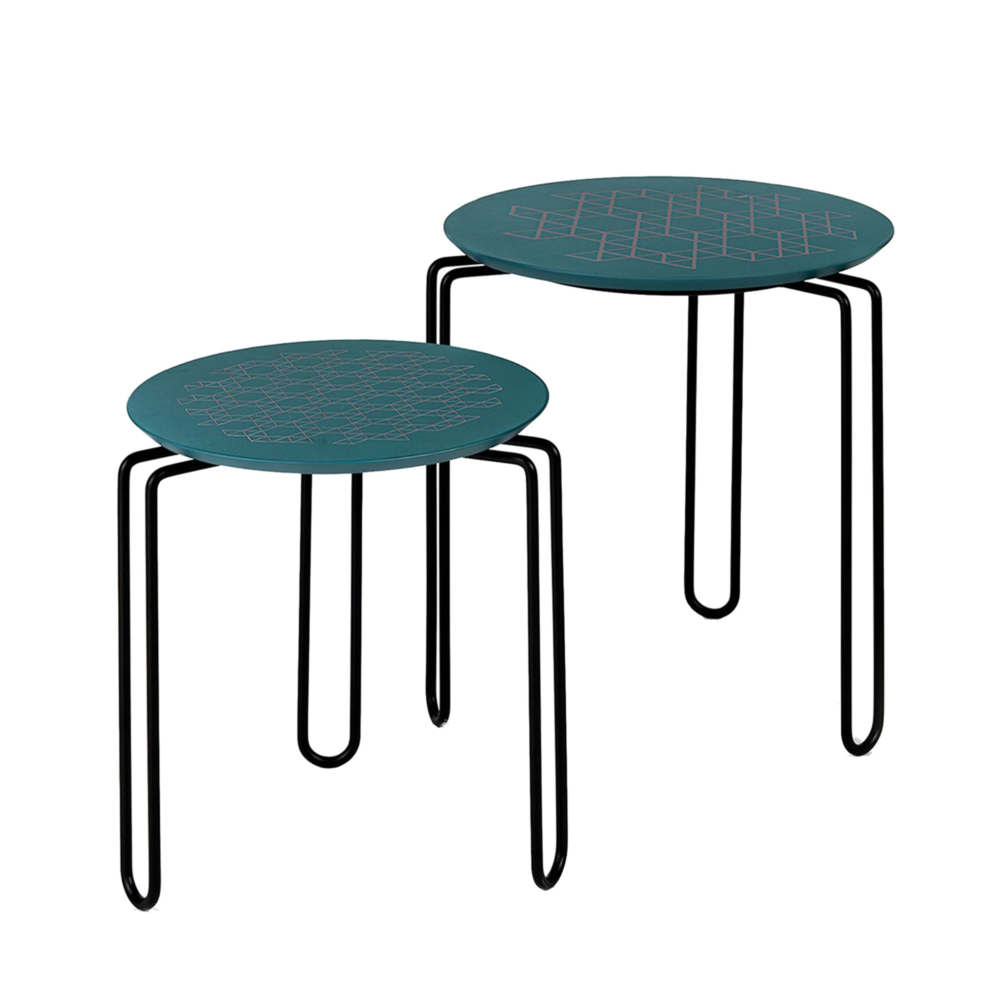 Set di 2 tavolini verdi e neri Caleido - Vista principale
