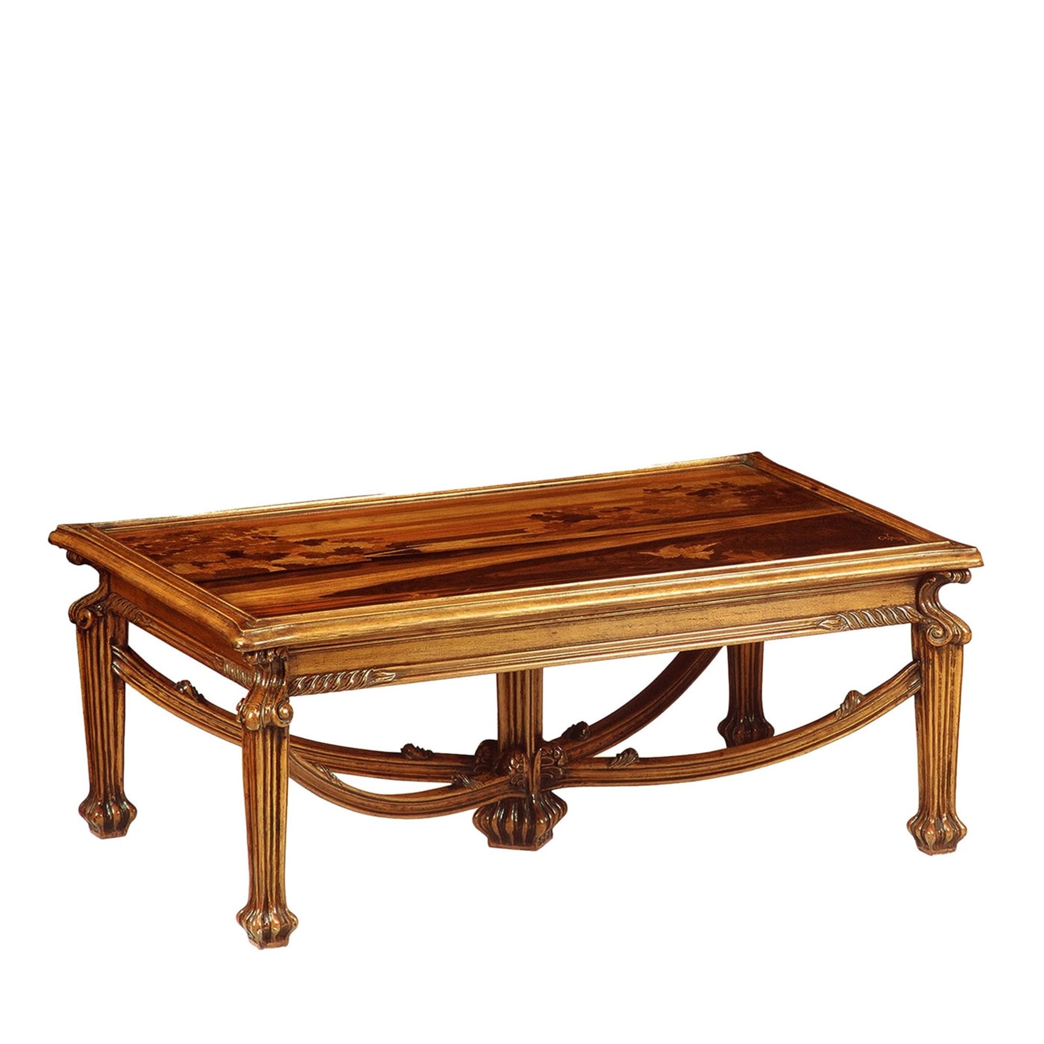 French Art Nouveau-Style Inlaid Coffee Table by Emile Gallè - Main view