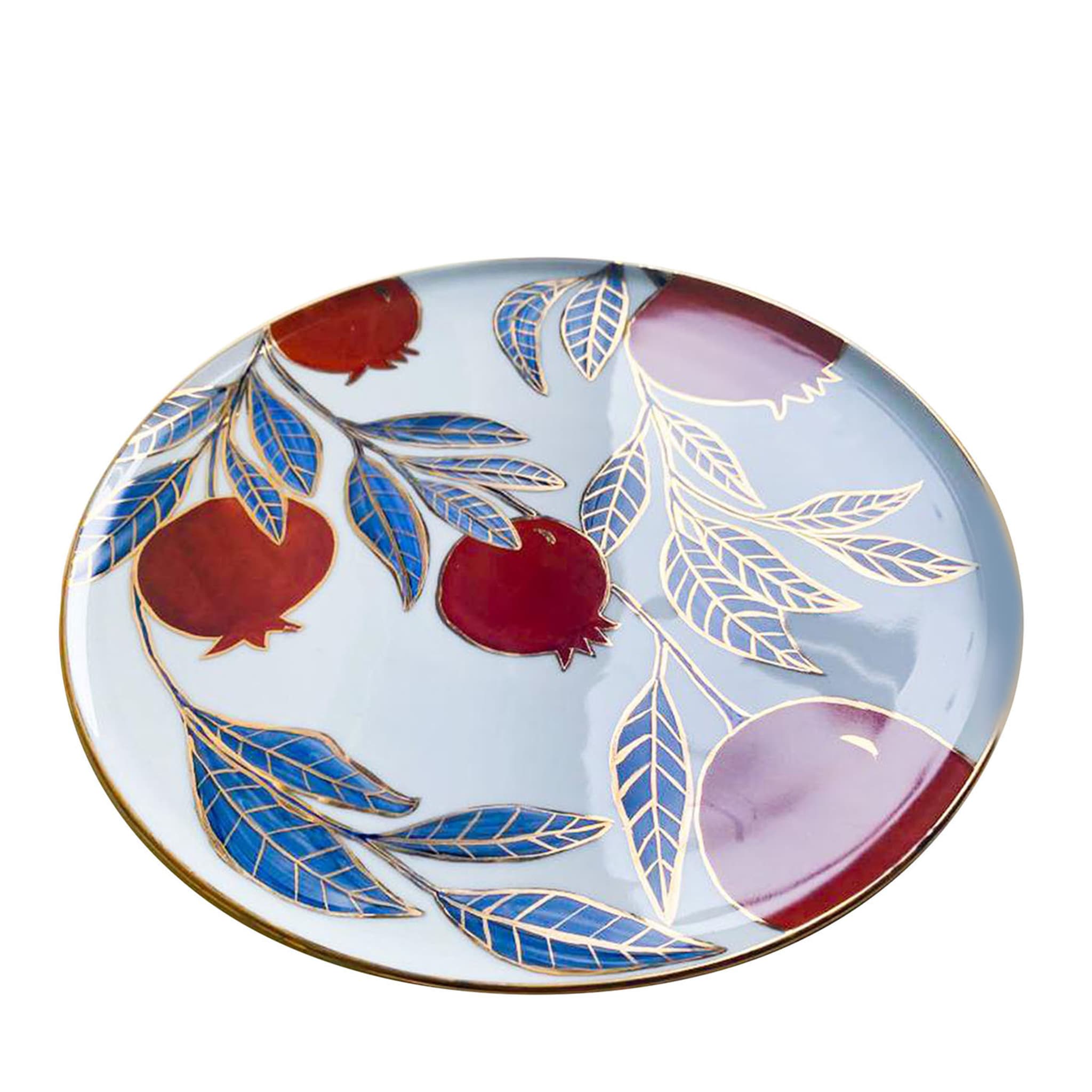Cora Red, Blue & Gold Large Plate - Main view