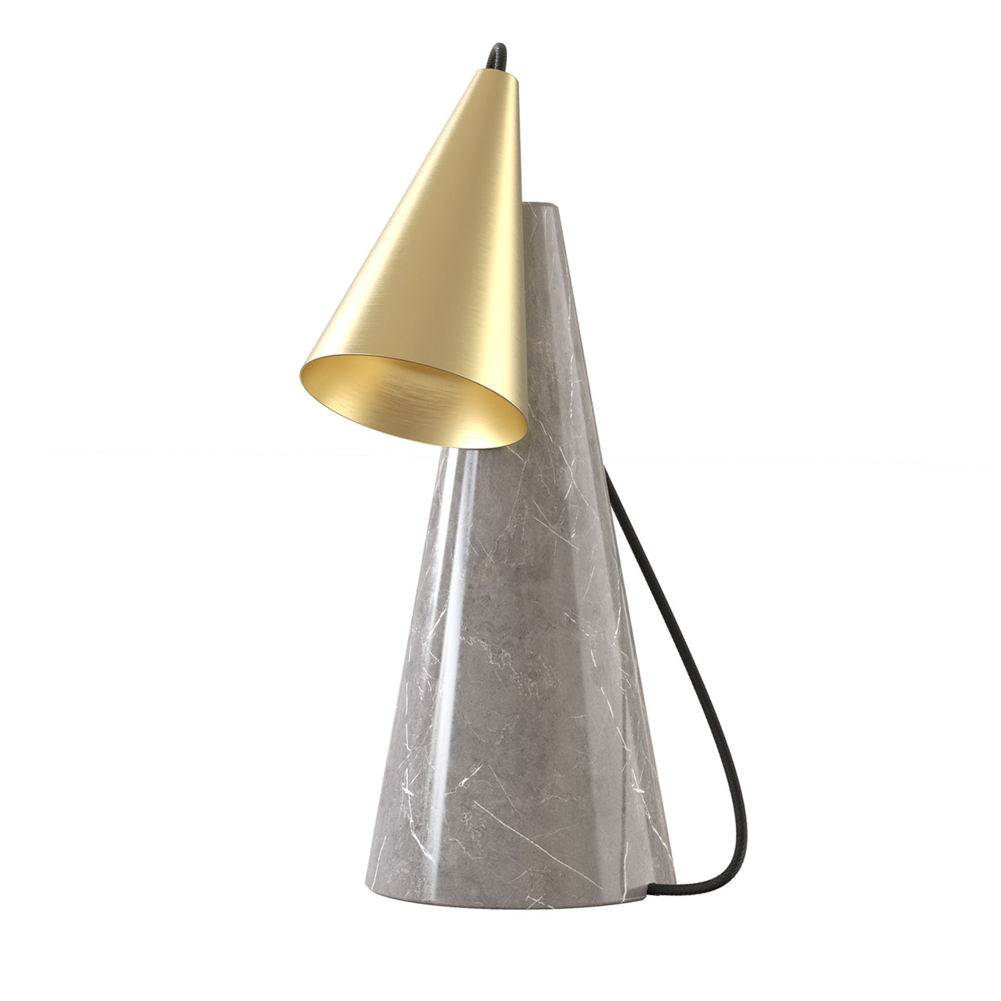 ED038 Lampe de table en pierre grise et laiton - Vue principale