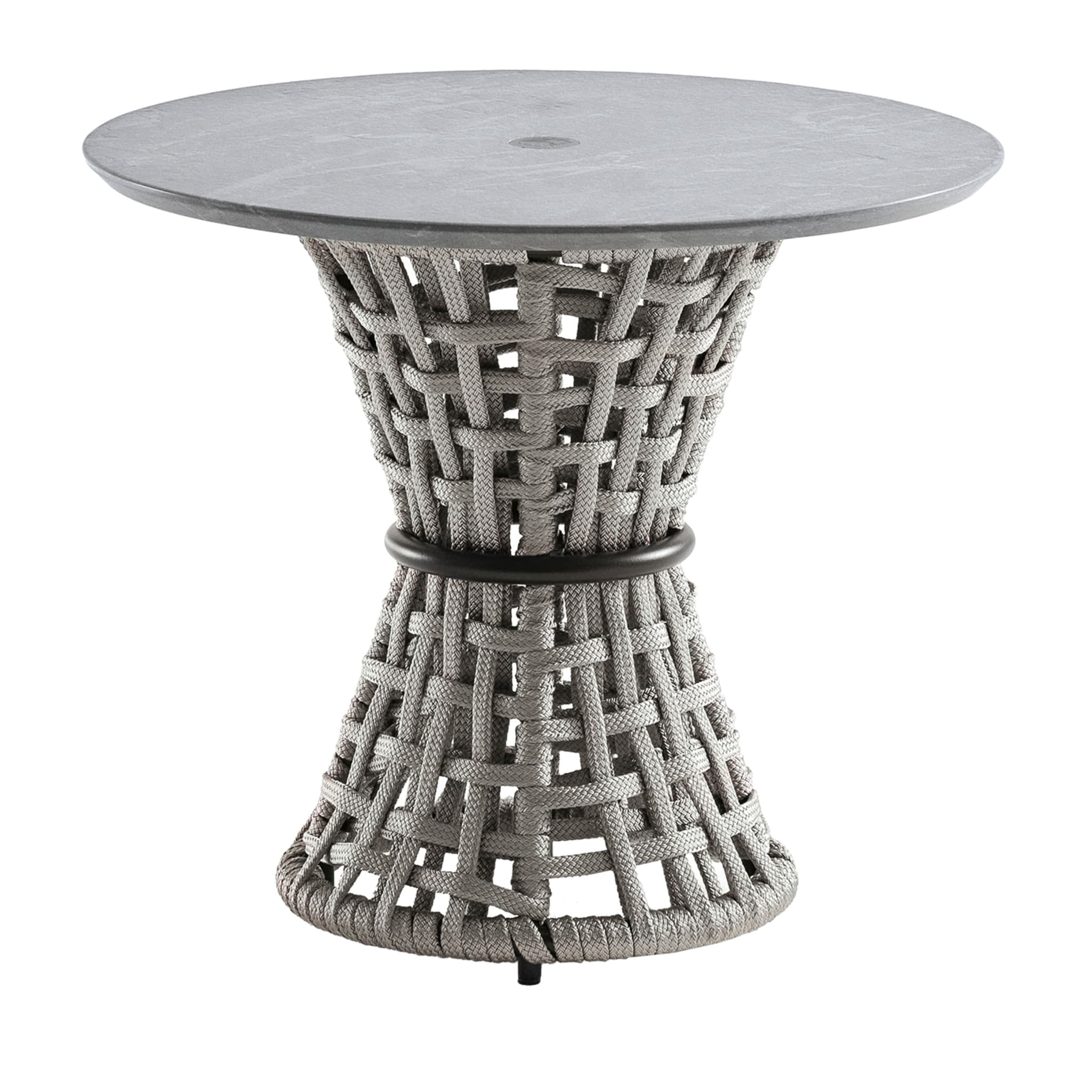 Outdoor Gray Side Table With Stone Top - Main view