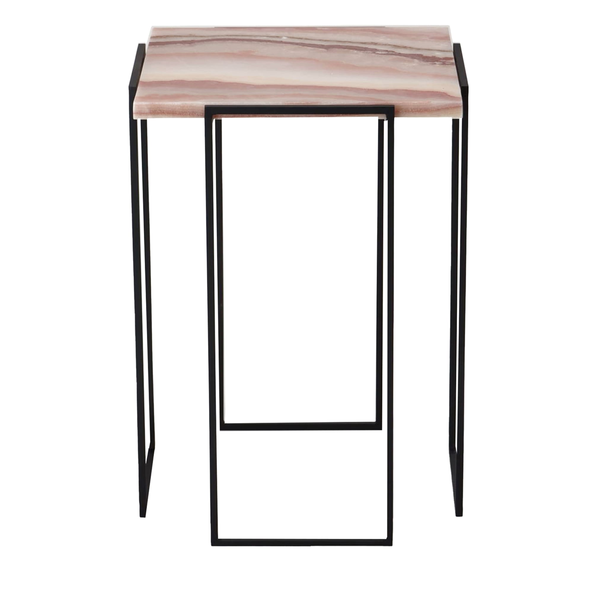 Kaus Black Pink Onyx Side Table - Main view