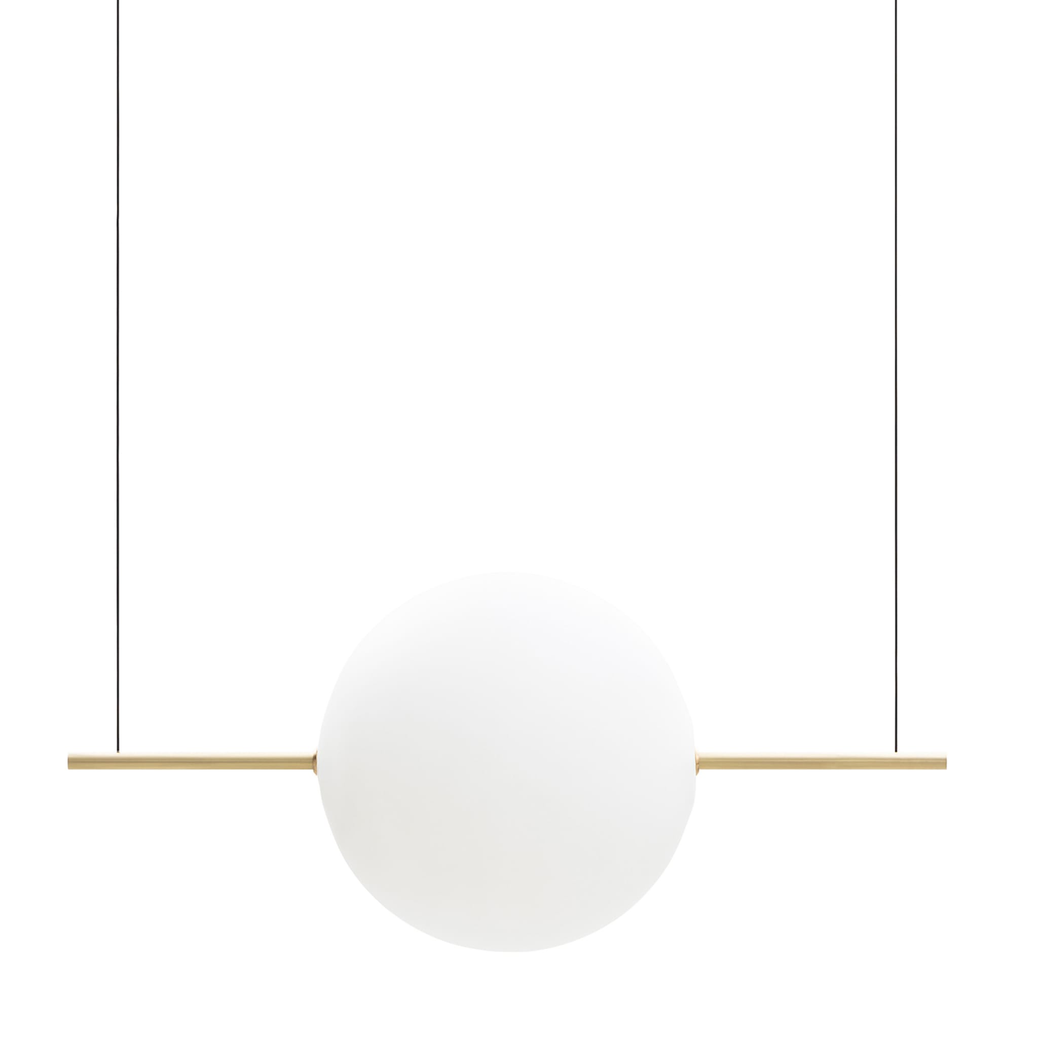 Alma Large lampe suspendue à une lumière en laiton naturel et verre blanc - Vue principale