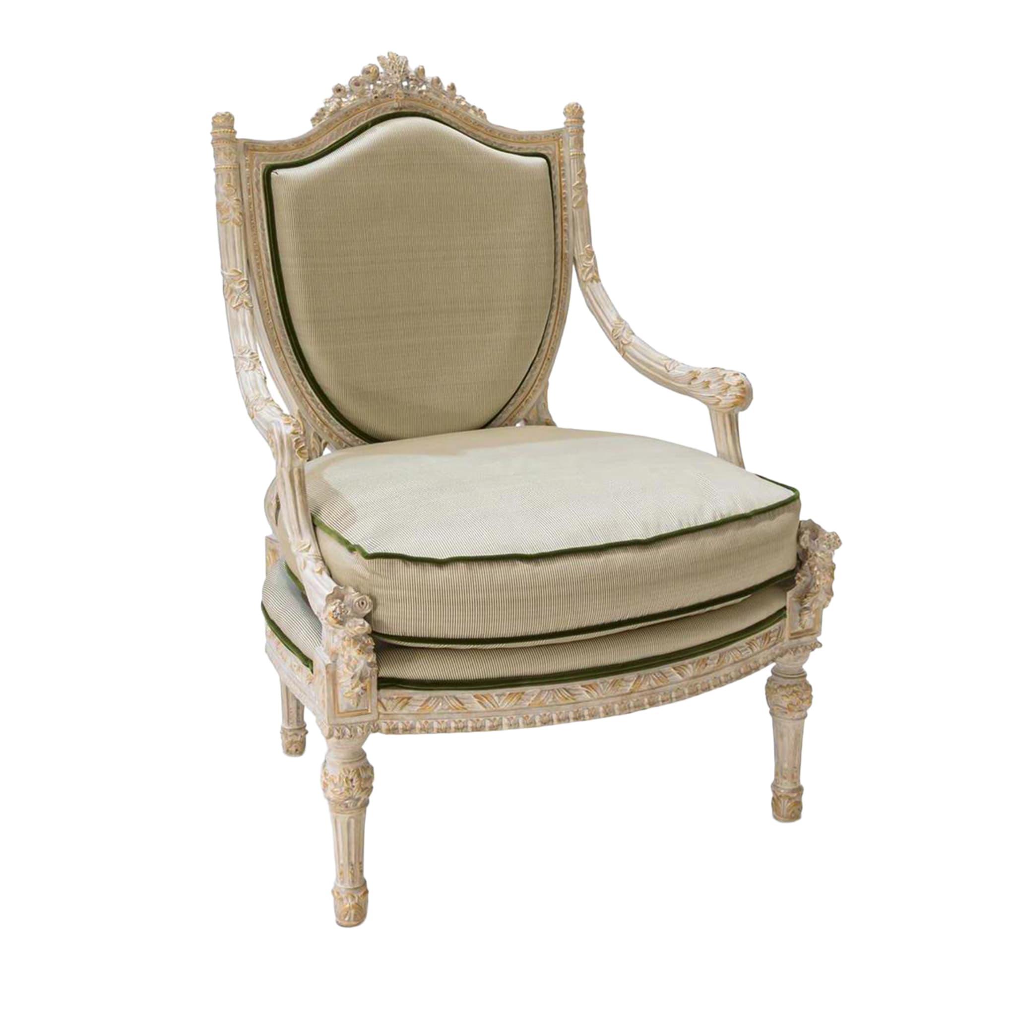 Louis XVI-Style Off- White Beech Armchair - Main view