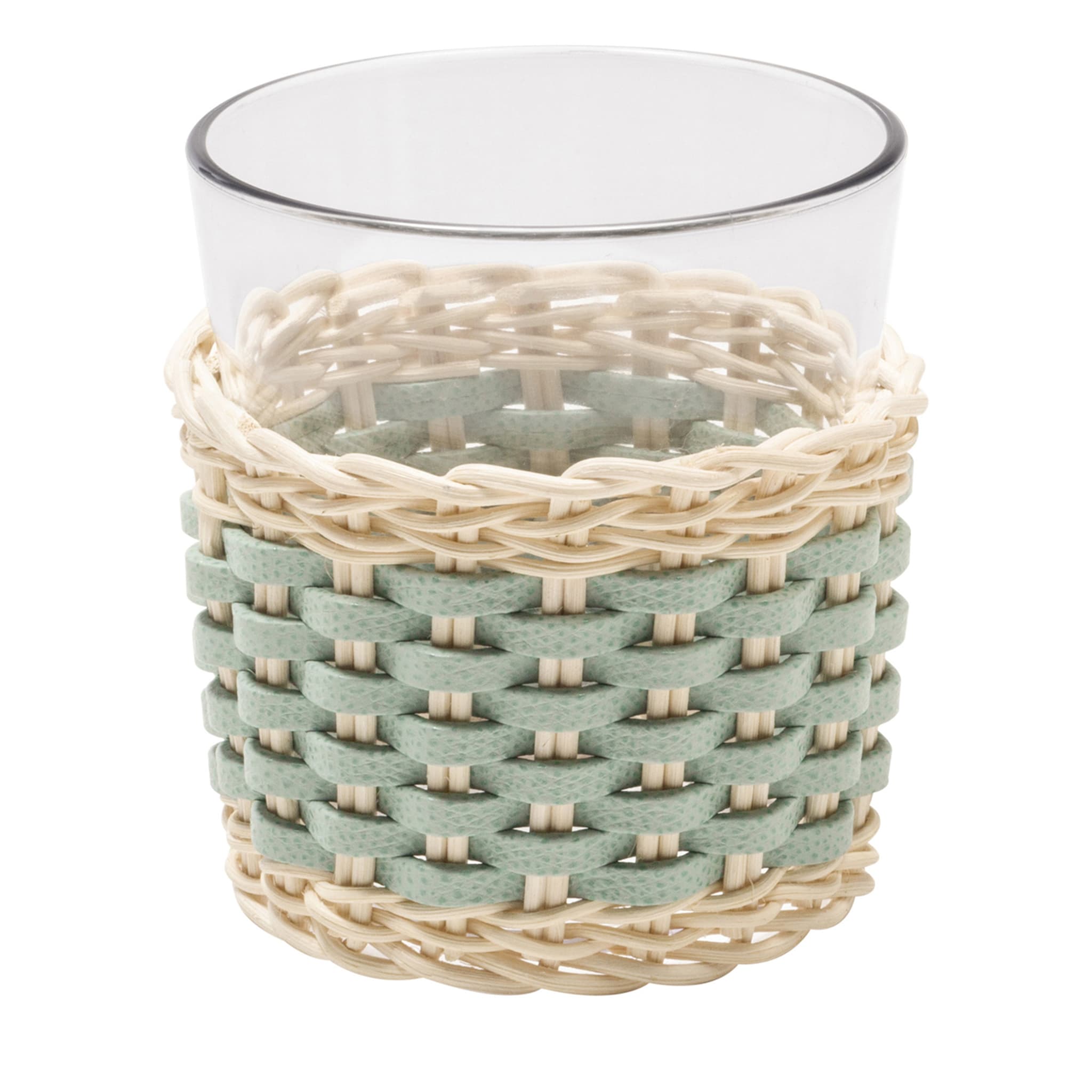 Annecy Leather & Rattan Cup - Green - Main view
