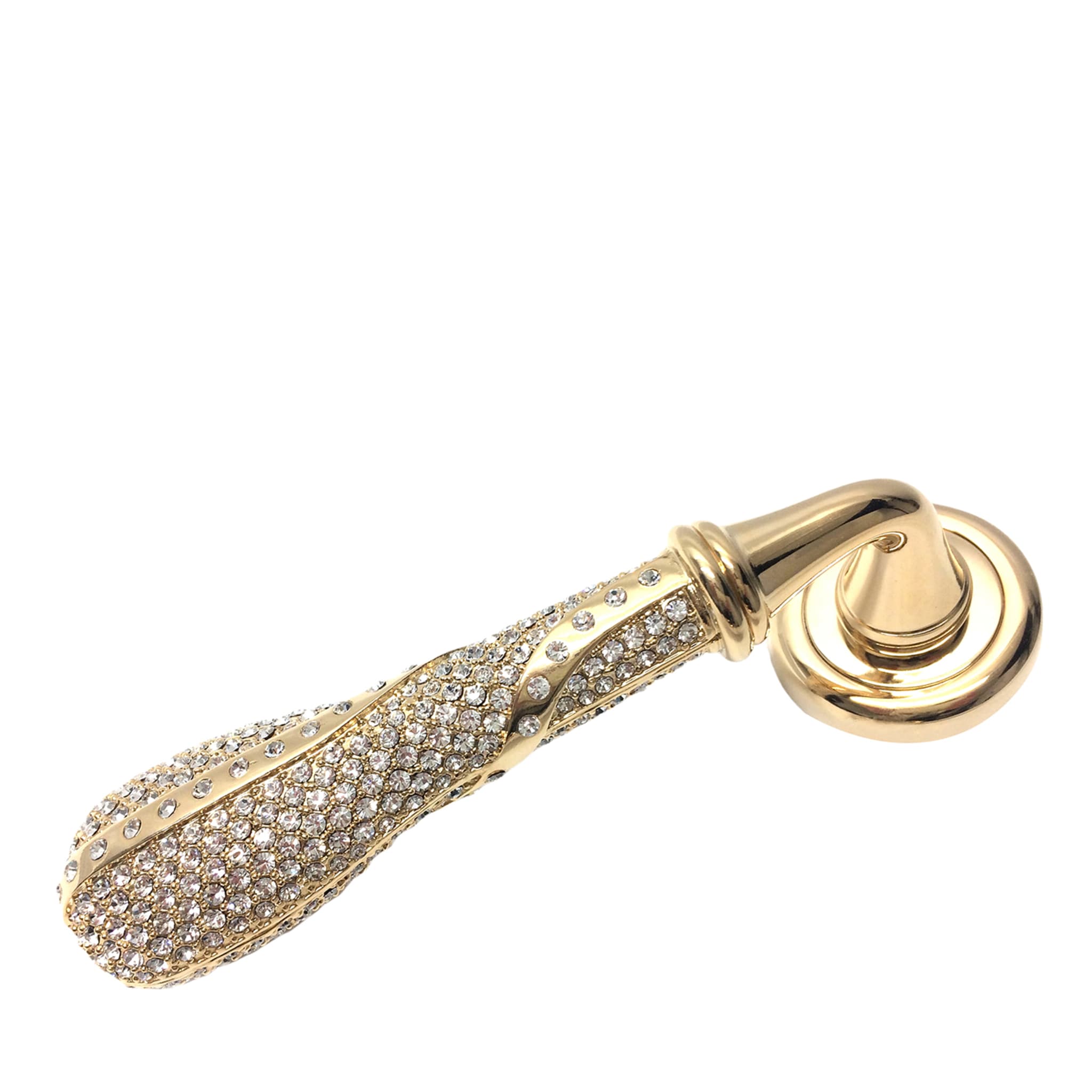 Twisted Golden Lever On Rose Handle with Rhinestones - Main view
