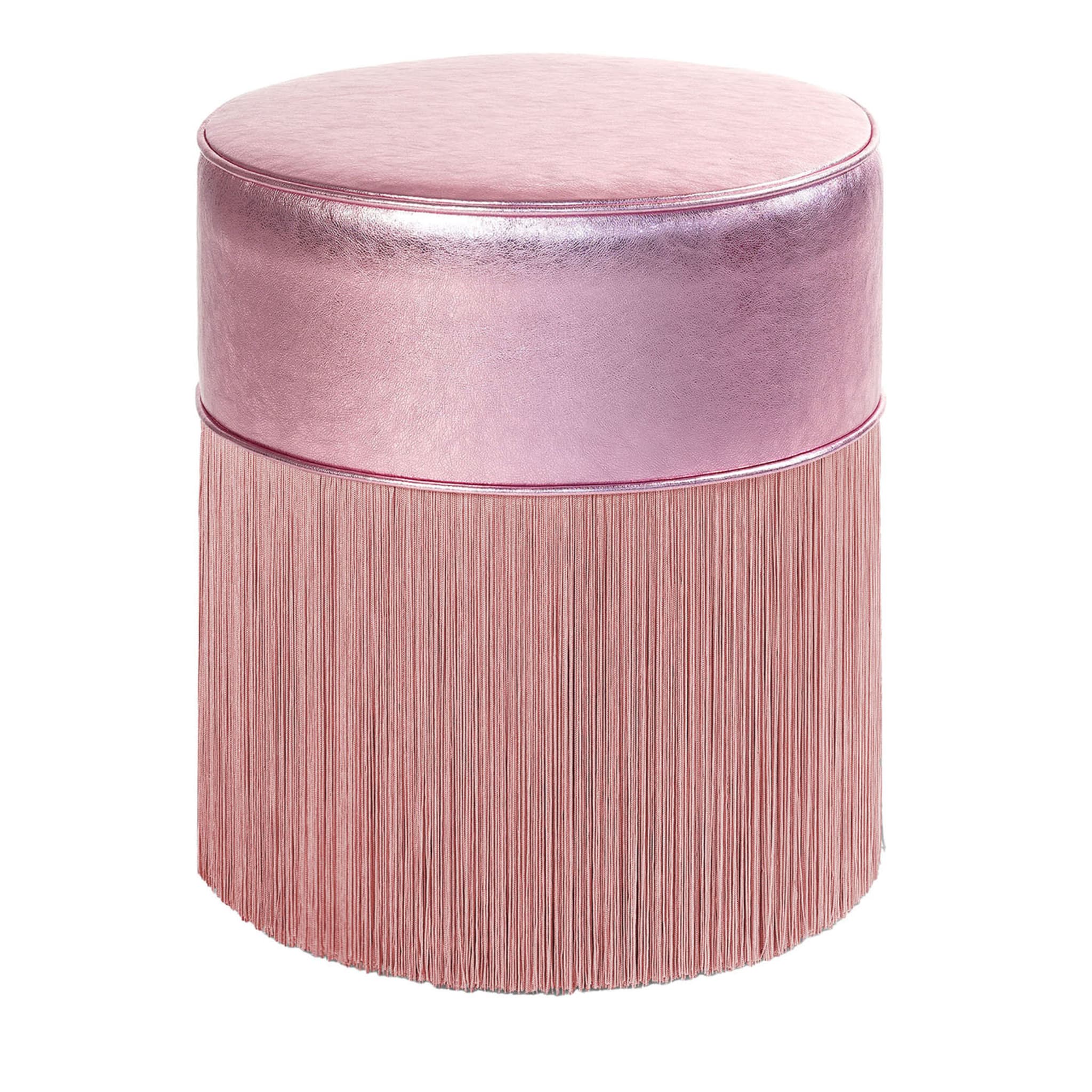 Pouf in pelle metallizzata rosa #2 di Lorenza Bozzoli - Vista principale