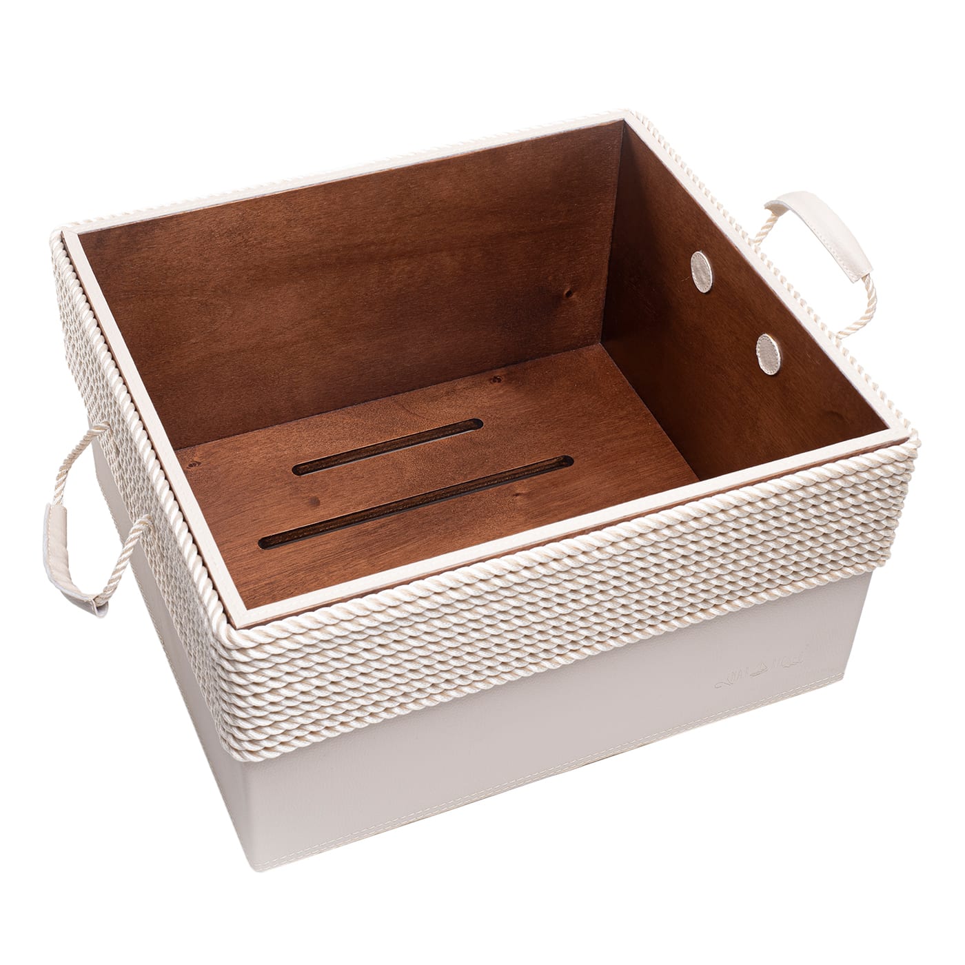 Medium Cream Eco-Leather Box with Rope Inserts - Marricreo
