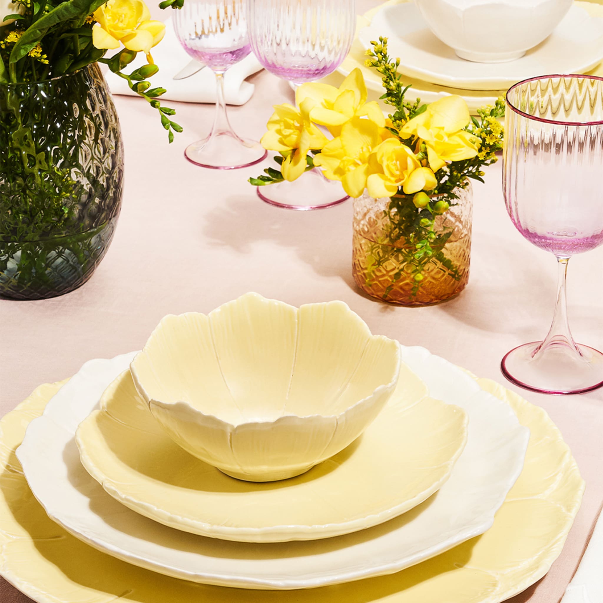 Ceramic Blossom Set of 2 Yellow Fine Ceramic Fruit Bowls   - Alternative view 3
