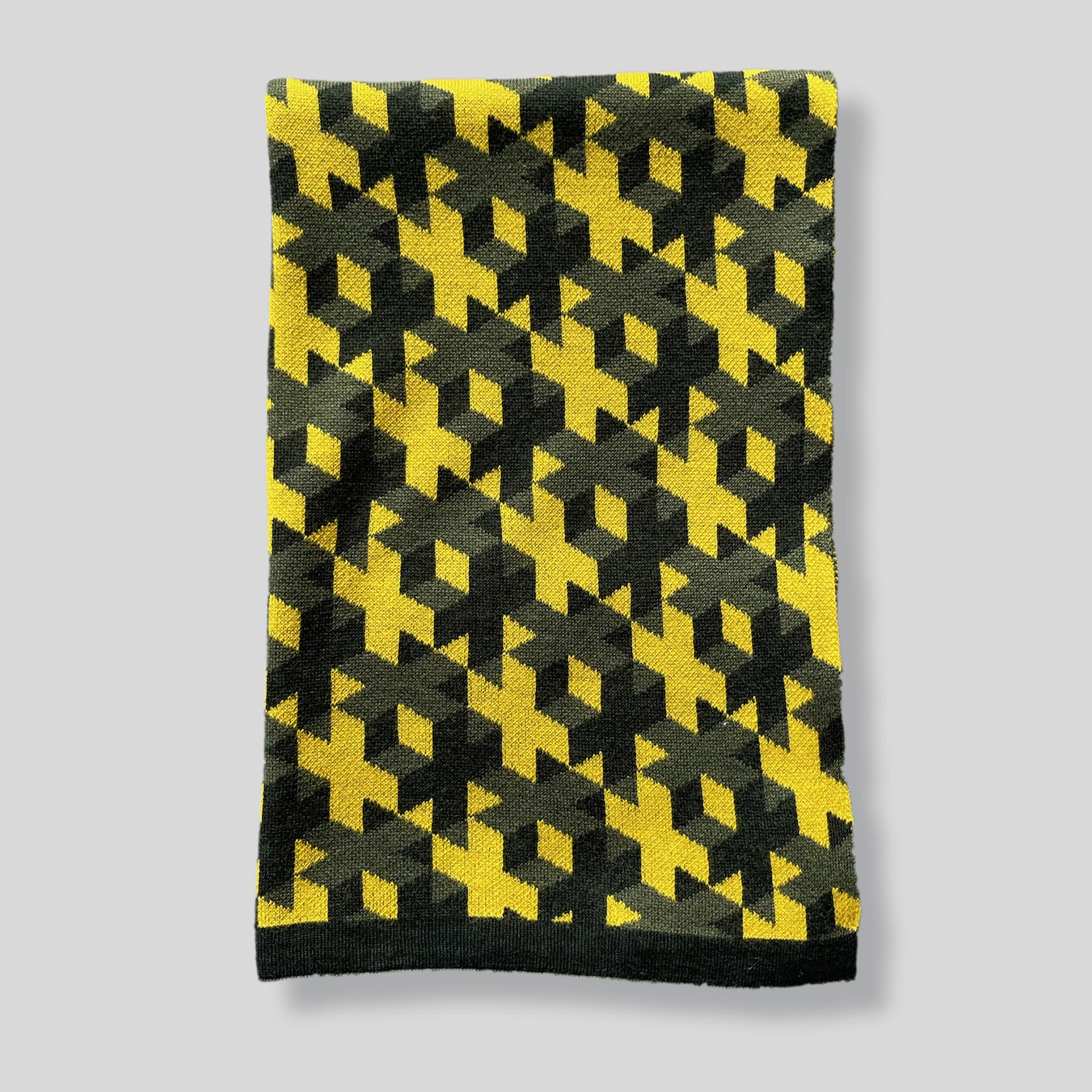 Plaid Lana 01 Patterned Yellow & Gray Blanket by Giulio Iacchetti - Alternative view 2
