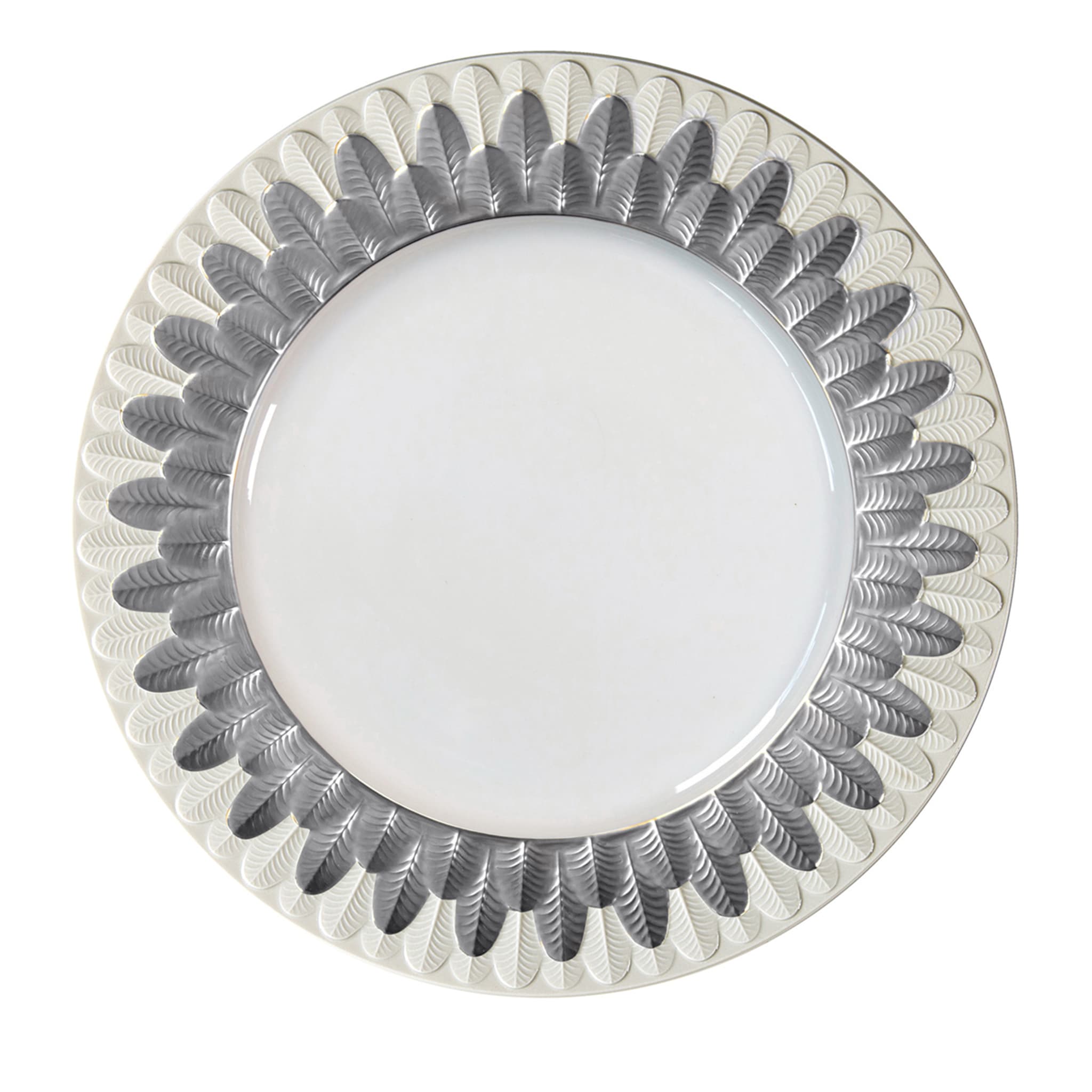 PEACOCK LAY PLATE - WHITE AND SILVER - Main view