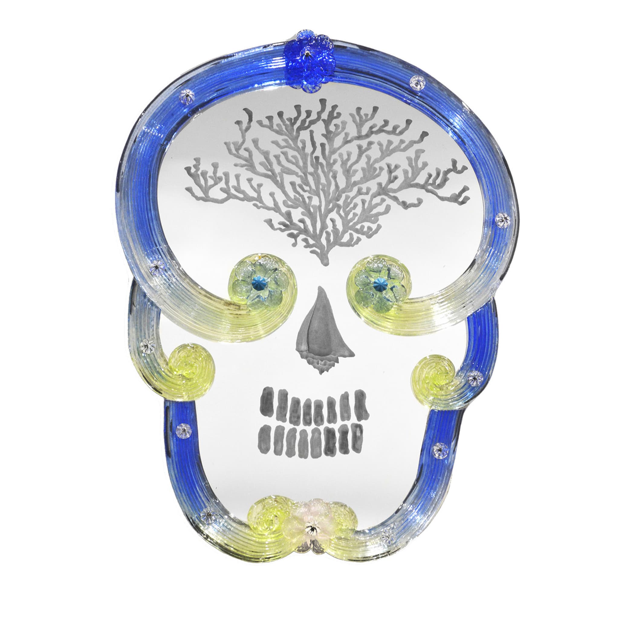 Blue Pop Skull Mirror By Bradley Theodore - Main view