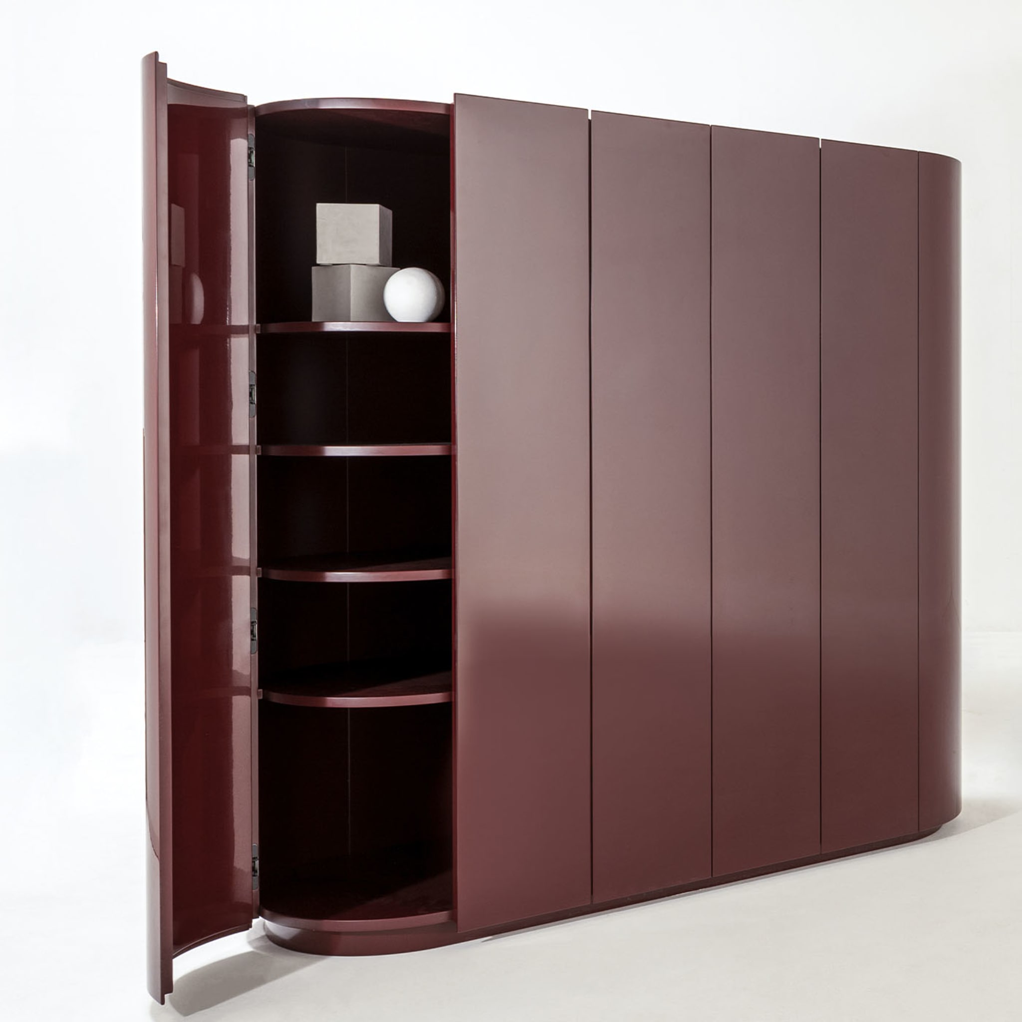 6-Door Medium Glossy Red-Lacquered Cabinet - Alternative view 2