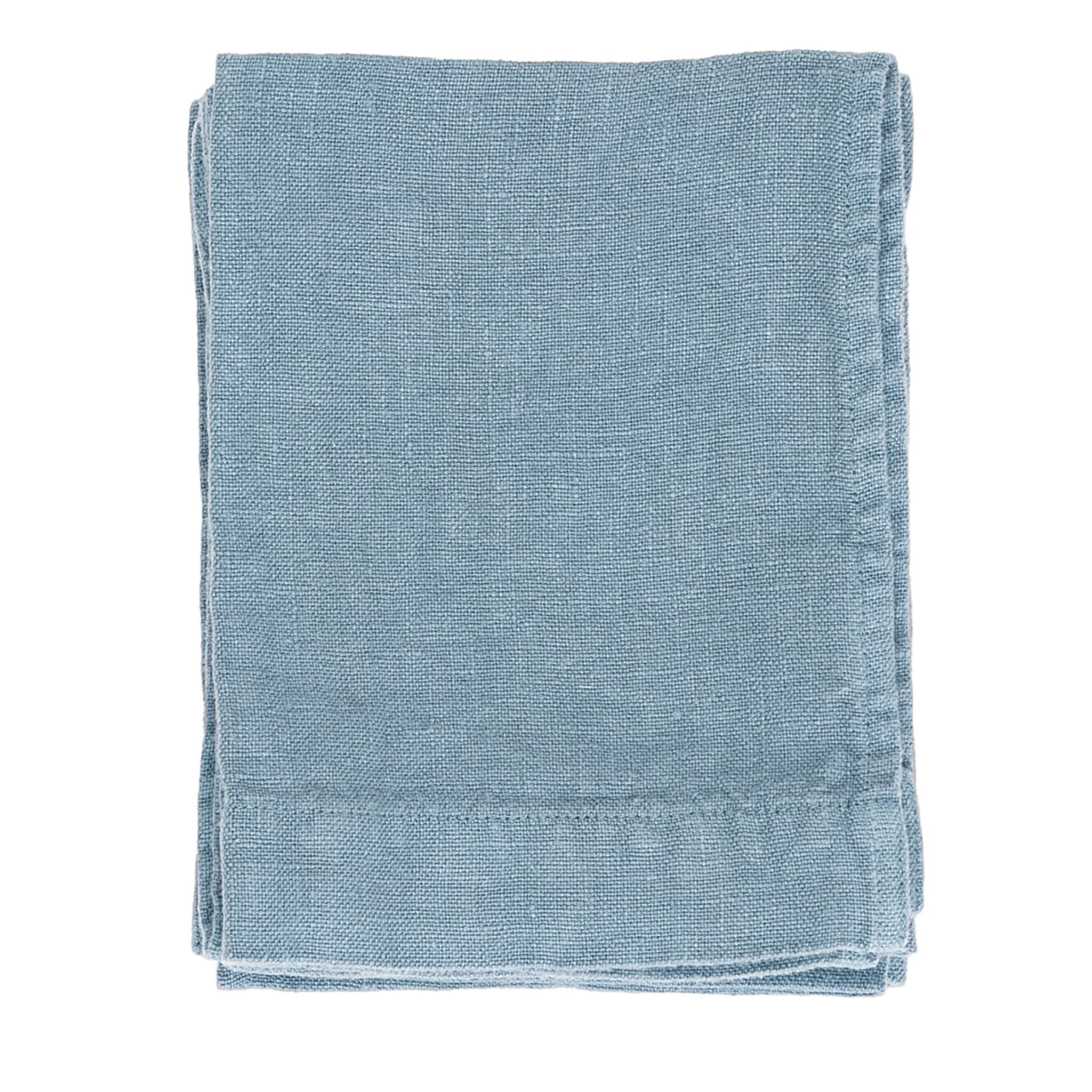 Set of 4 Light Blue Linen Hand Towels - Main view