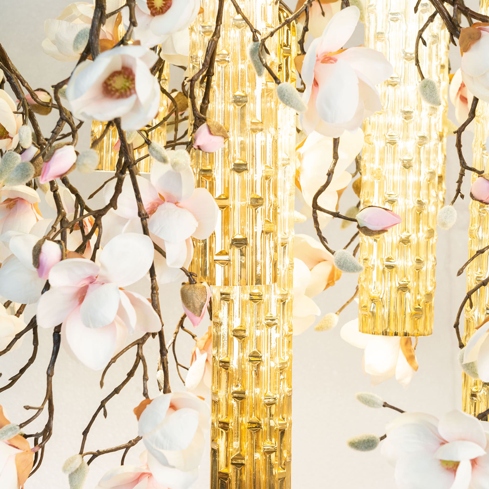 Flower Power Magnolia Square White and Gold Chandelier - Alternative view 2