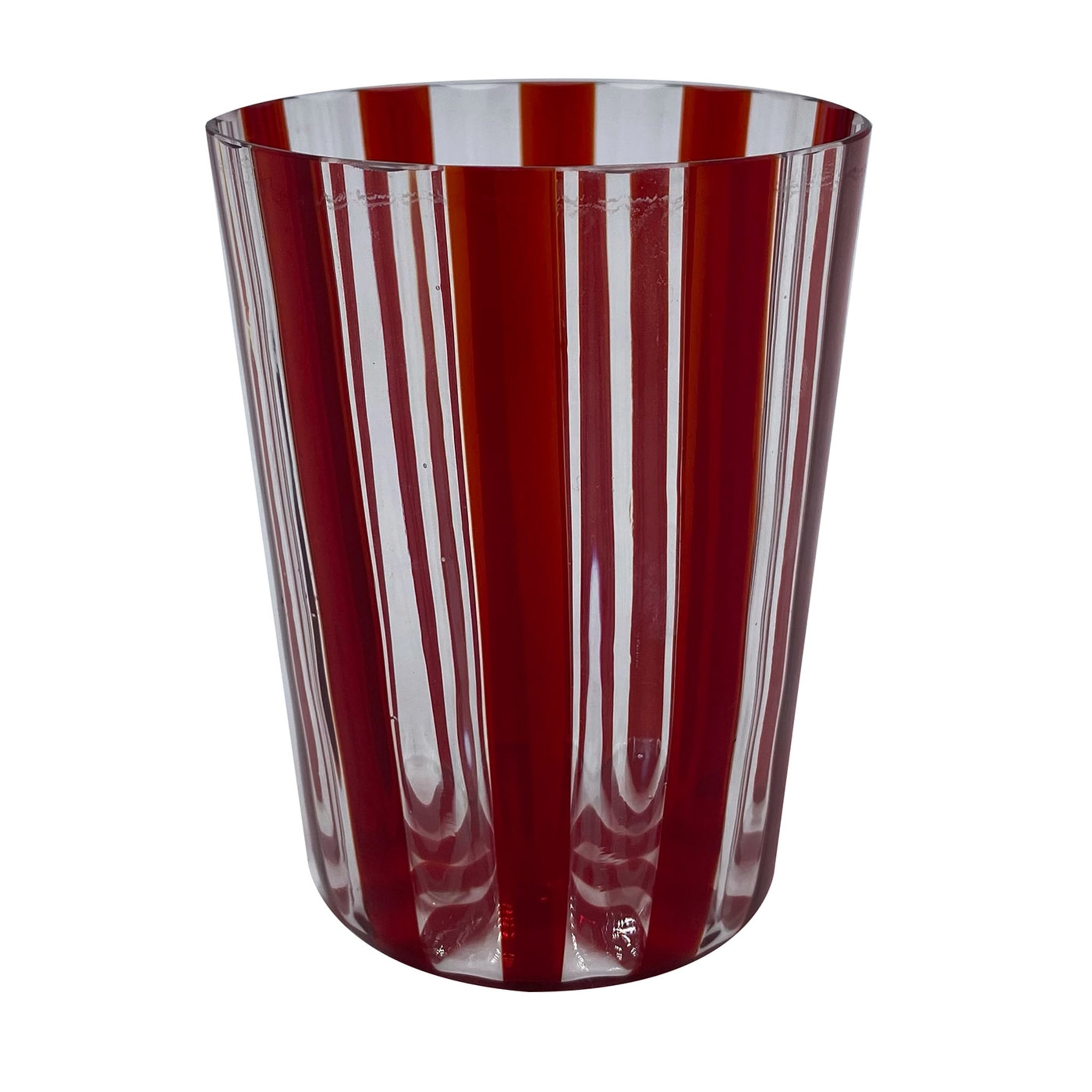 Set of 2 Ribbed Red Water Glasses - Main view
