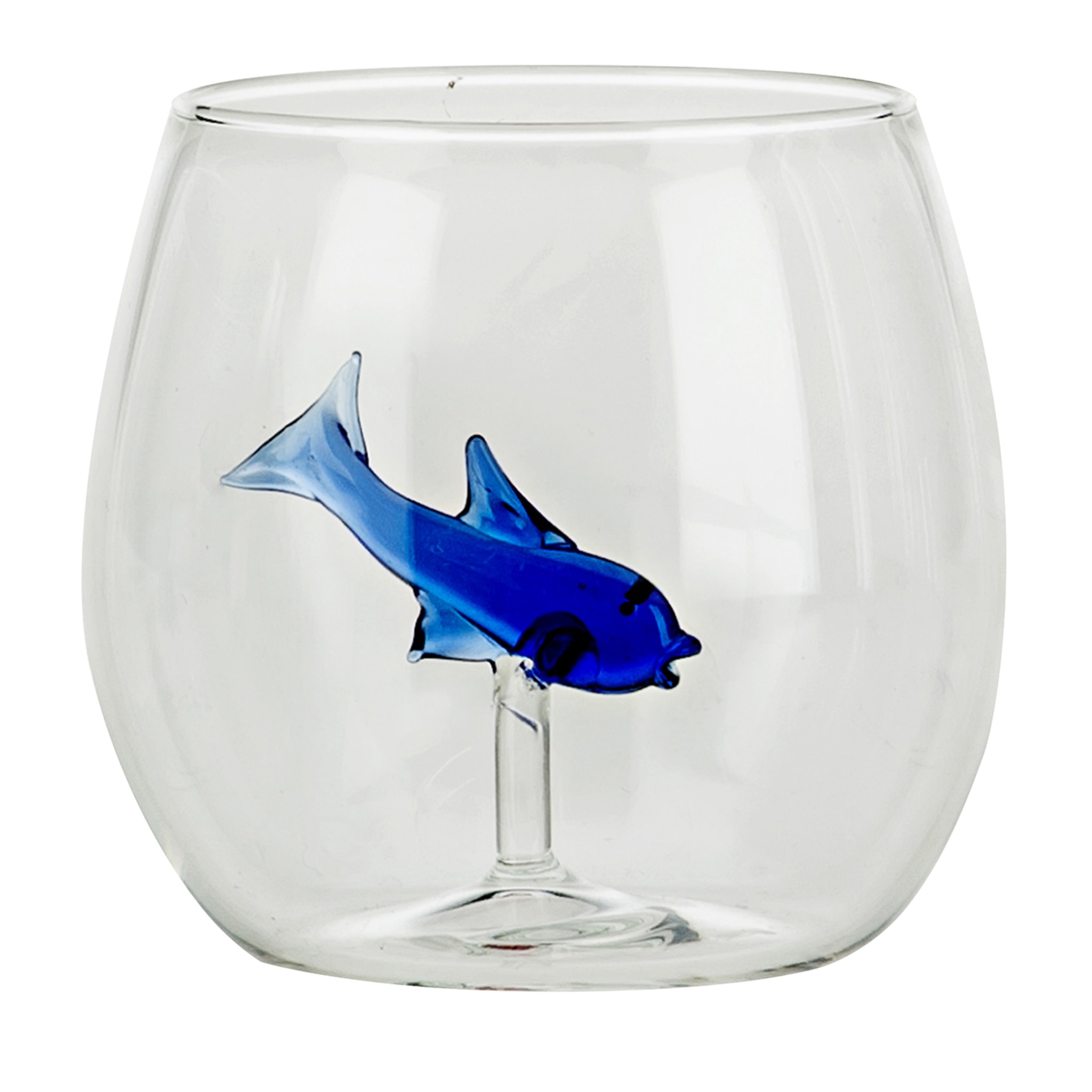 Set di quattro bicchieri a forma di pesciolino blu arrotondato - Vista principale