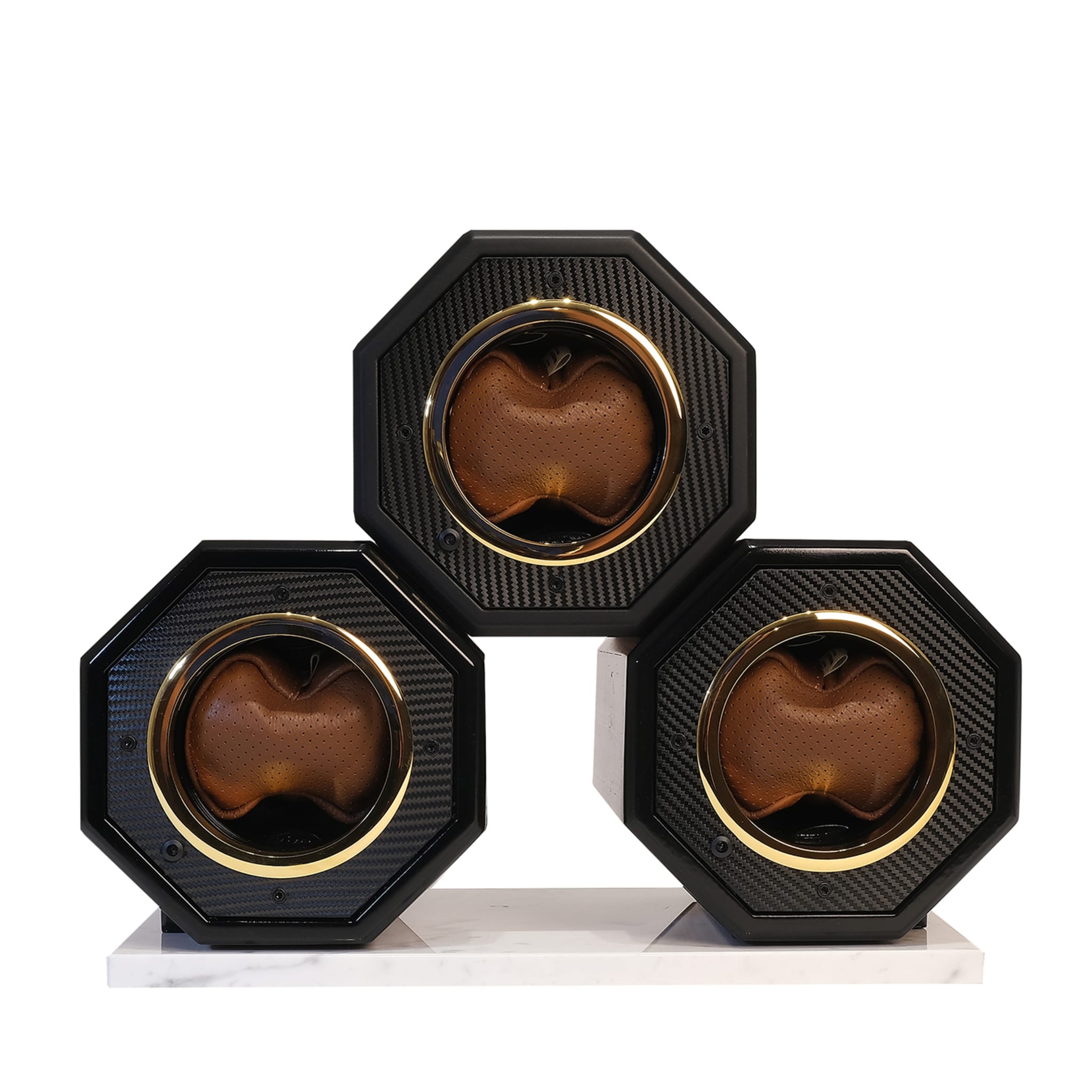MT Octagon Triple Watch Winder Brown Leather - Main view