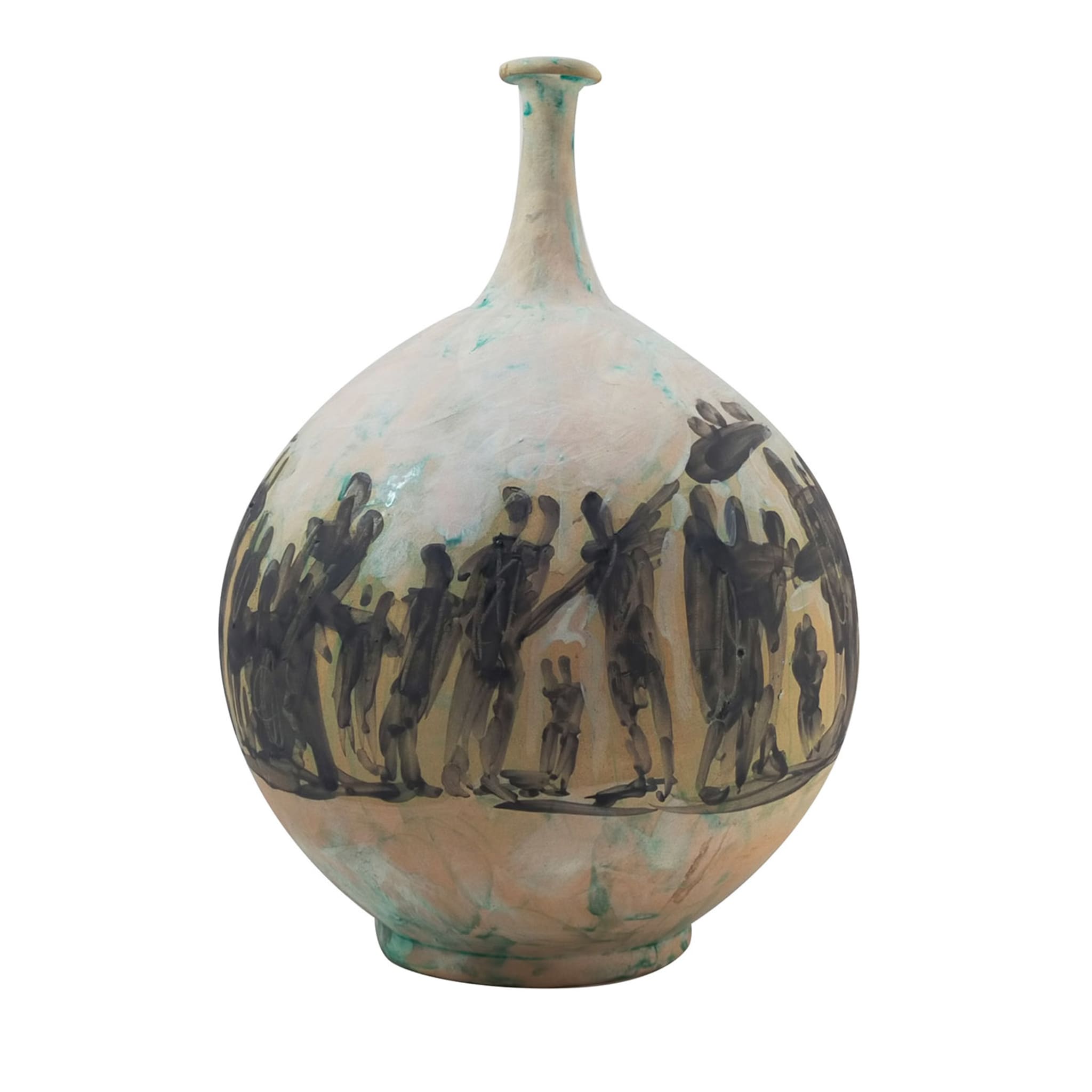 Single-Stem Green/Black/Beige Terracotta Vase - Main view