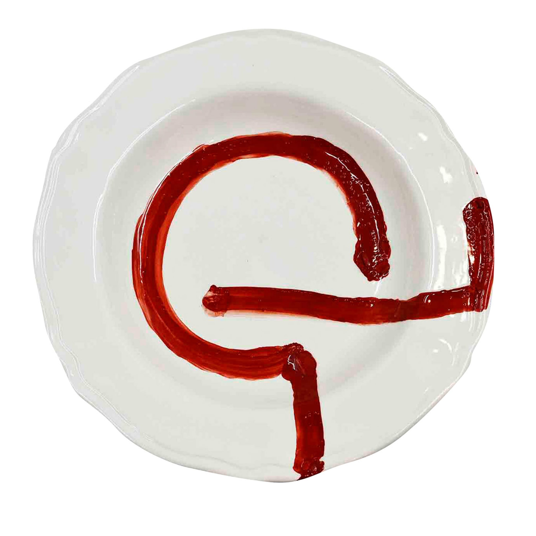 Set of 2 Red Brushstrokes Soup Plates - Main view