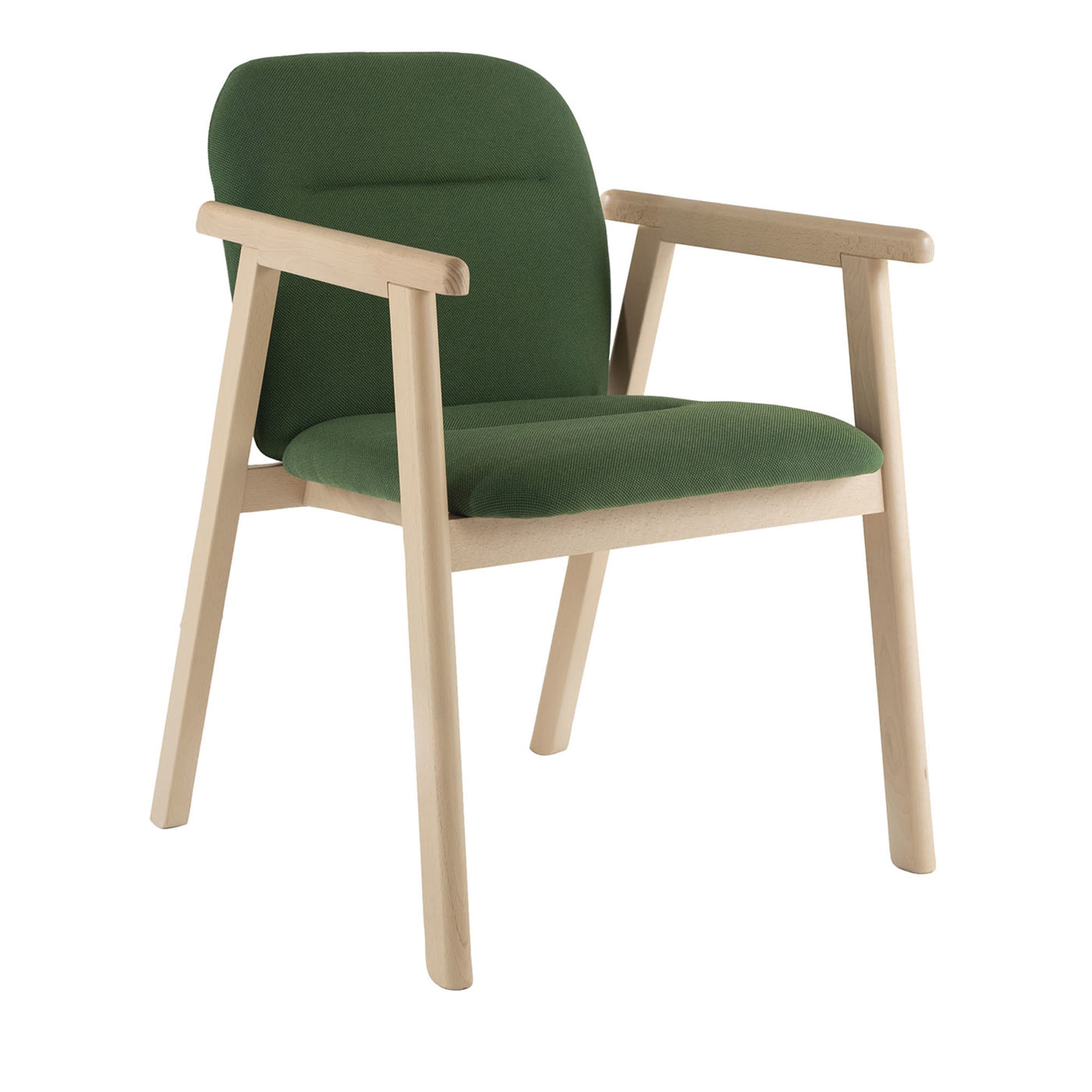 Kursaal Sessel aus hellem Buchenholz und Grün von Emilio Nanni - Hauptansicht